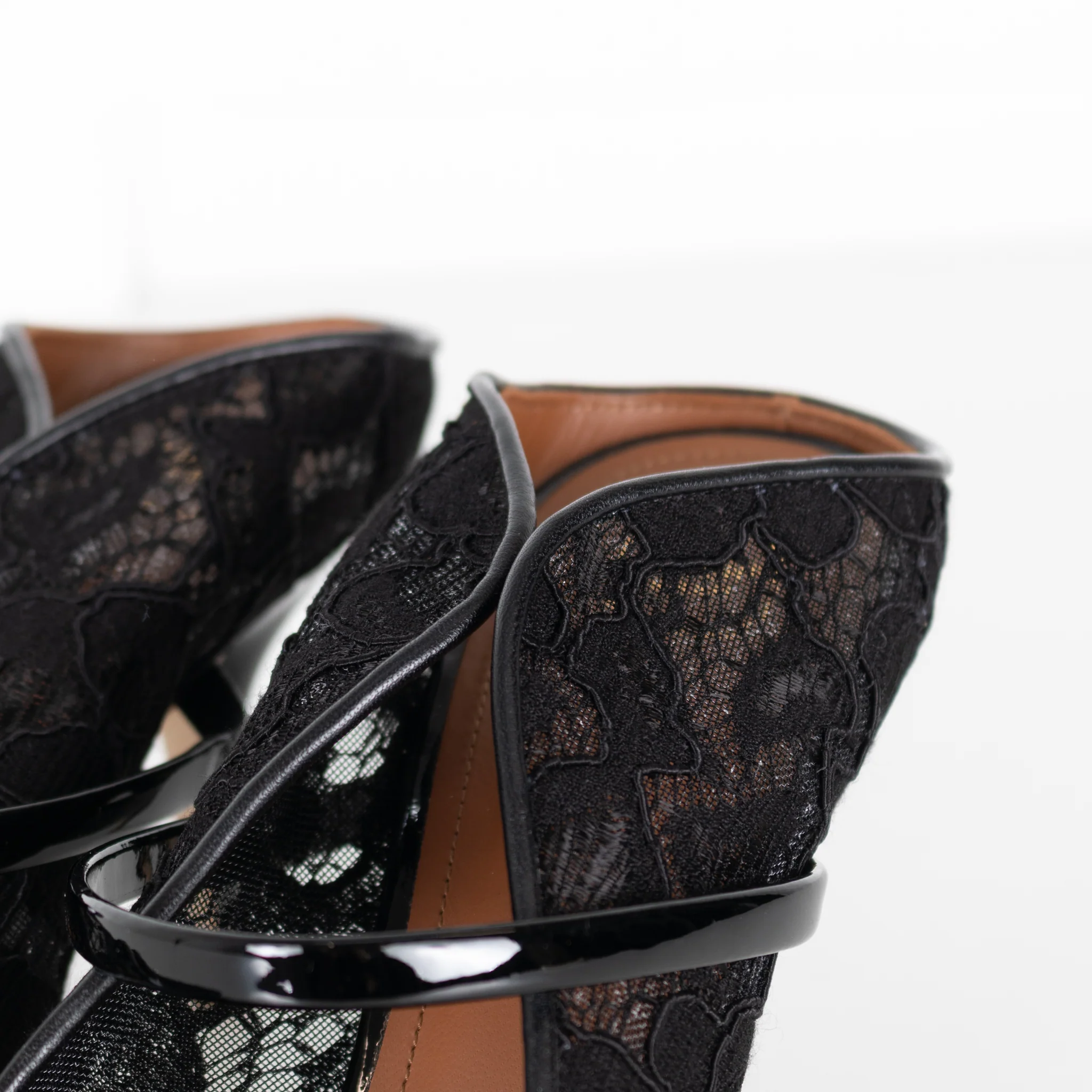 Malone Souliers Maureen Black Lace Heeled Mules - Image 11