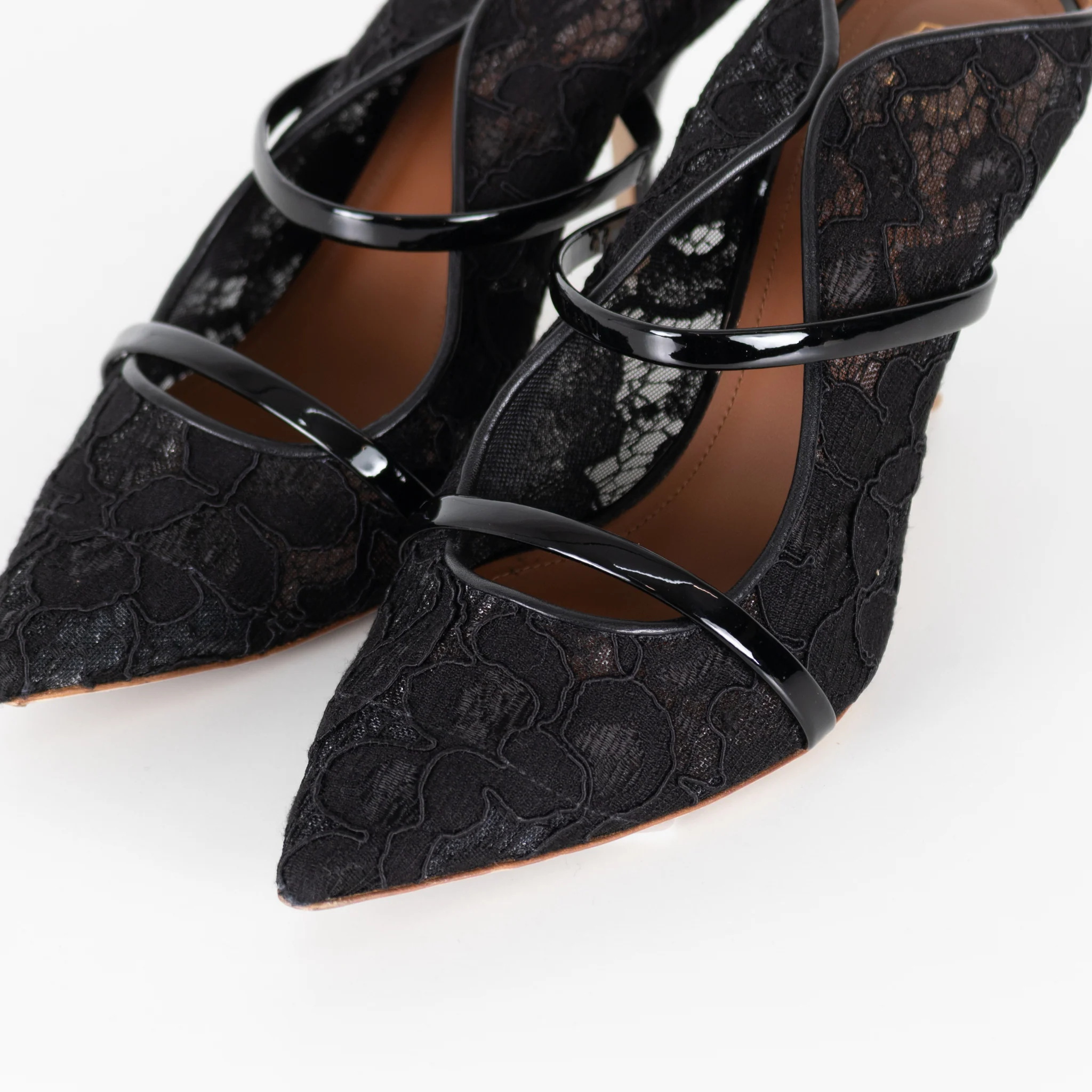Malone Souliers Maureen Black Lace Heeled Mules - Image 9