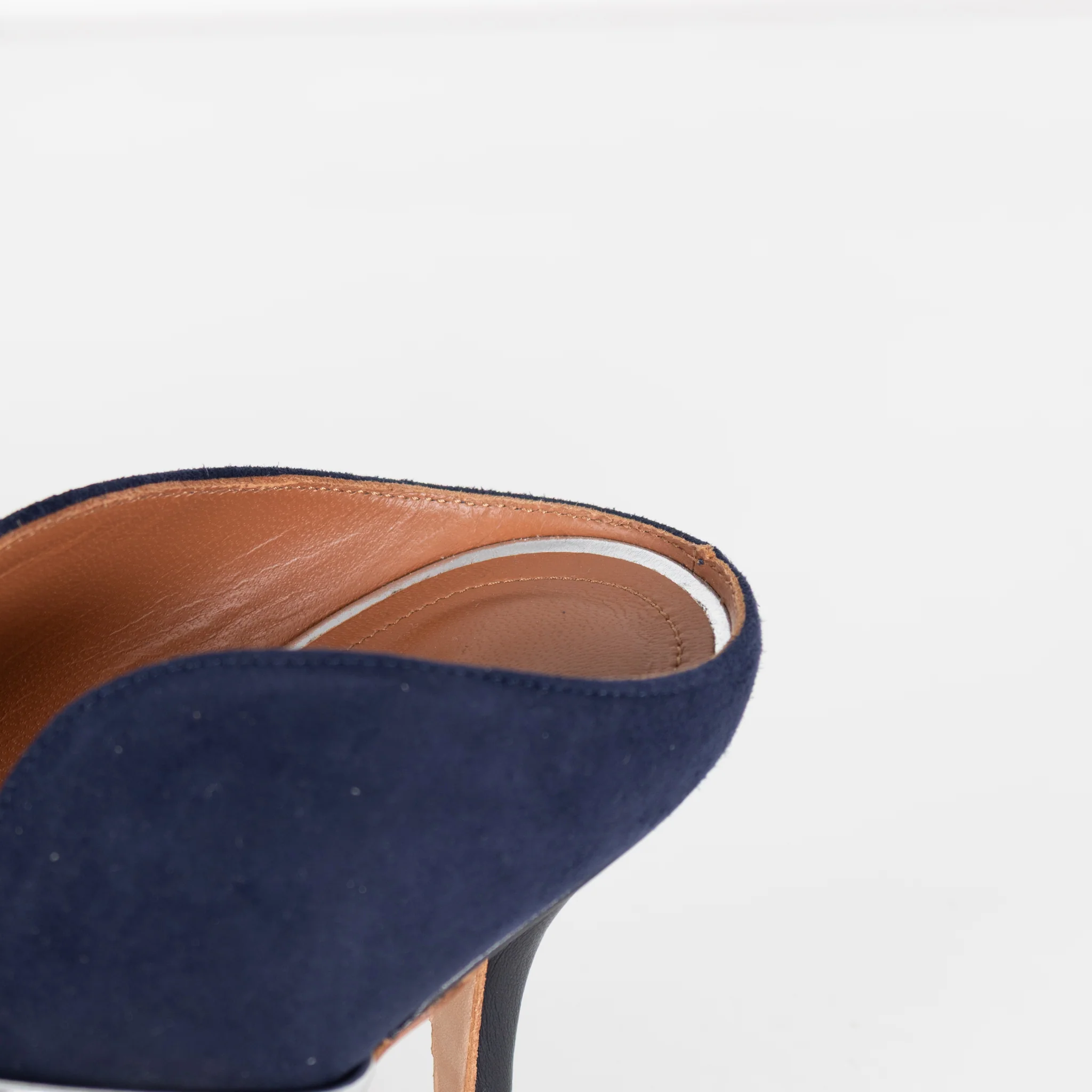 Malone Souliers Maureen Navy Suede Mules With Silver Straps - Image 12