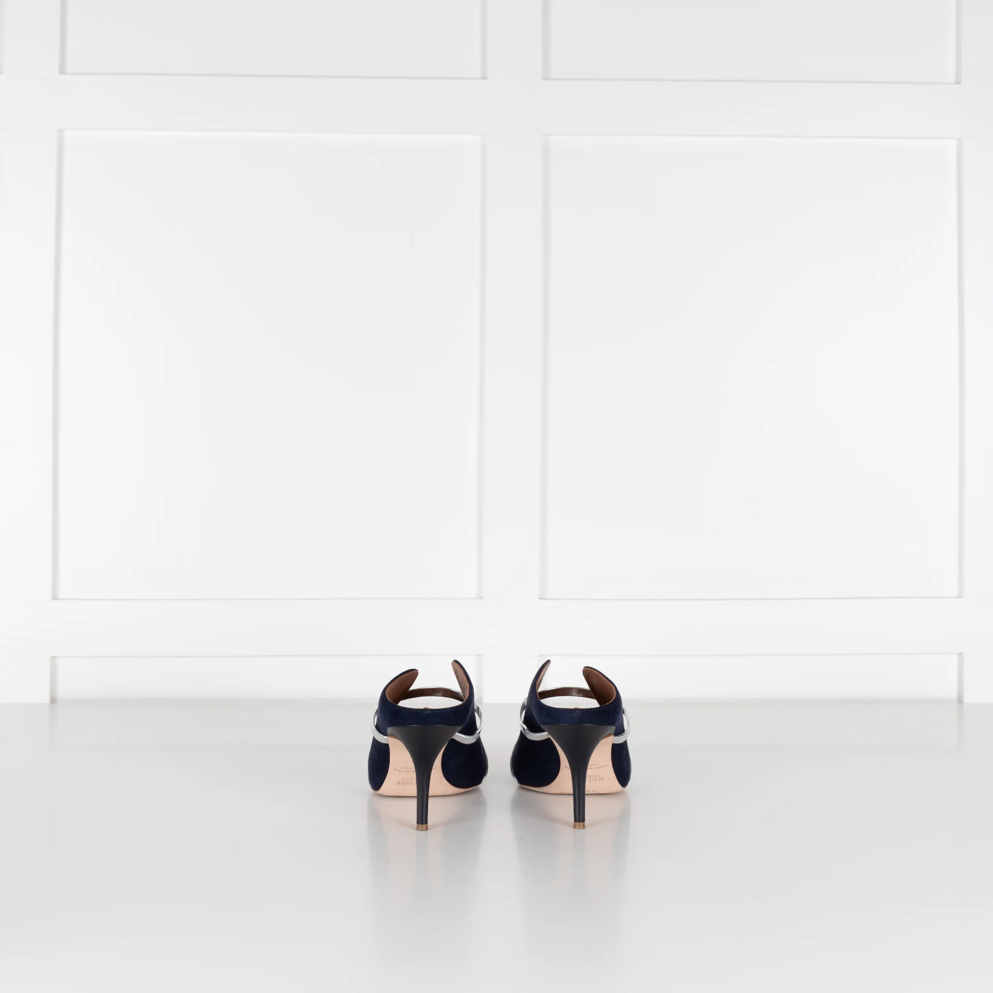 Malone Souliers Maureen Navy Suede Mules With Silver Straps - Image 5