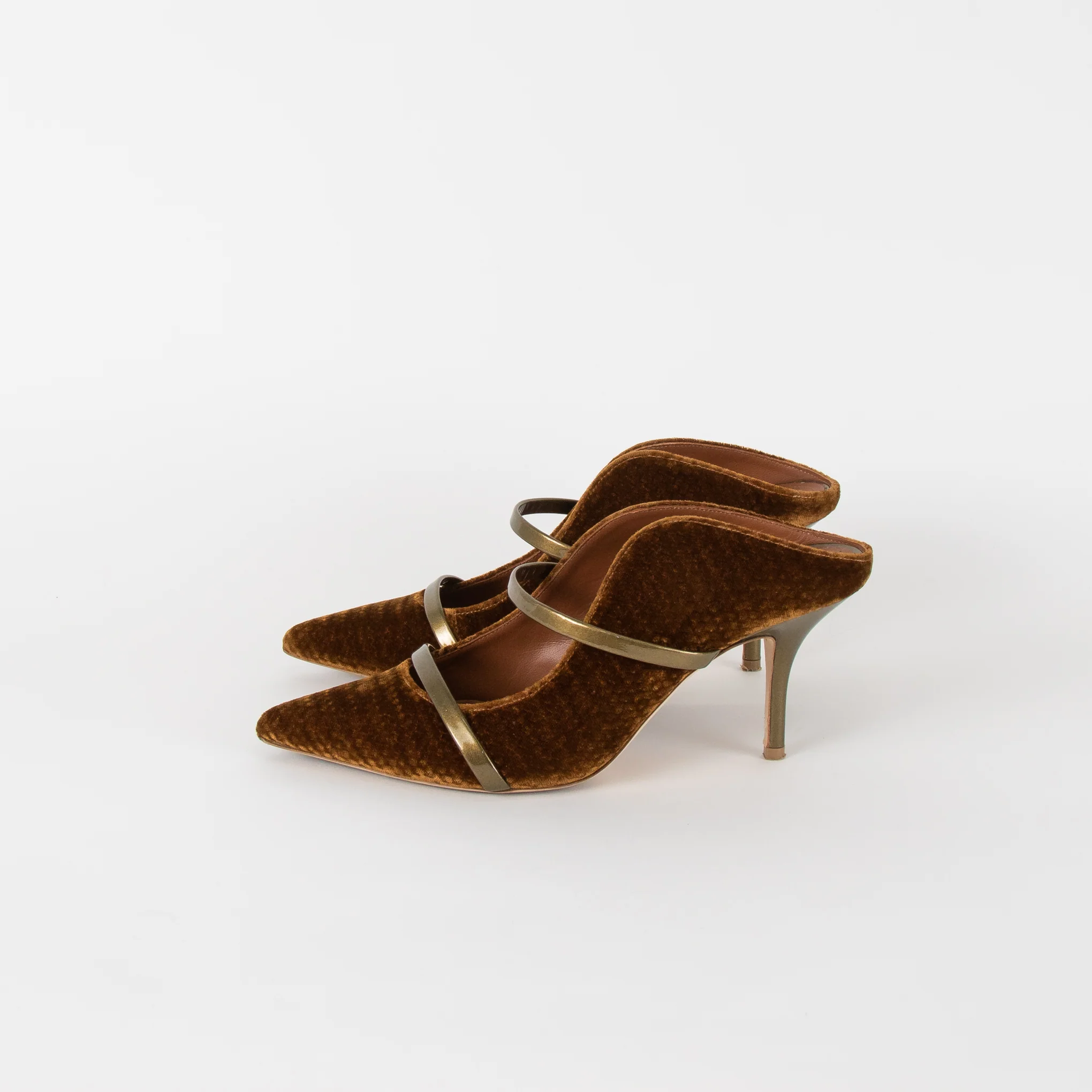 Malone Souliers Mustard And Gold Velvet Shoes - Image 3