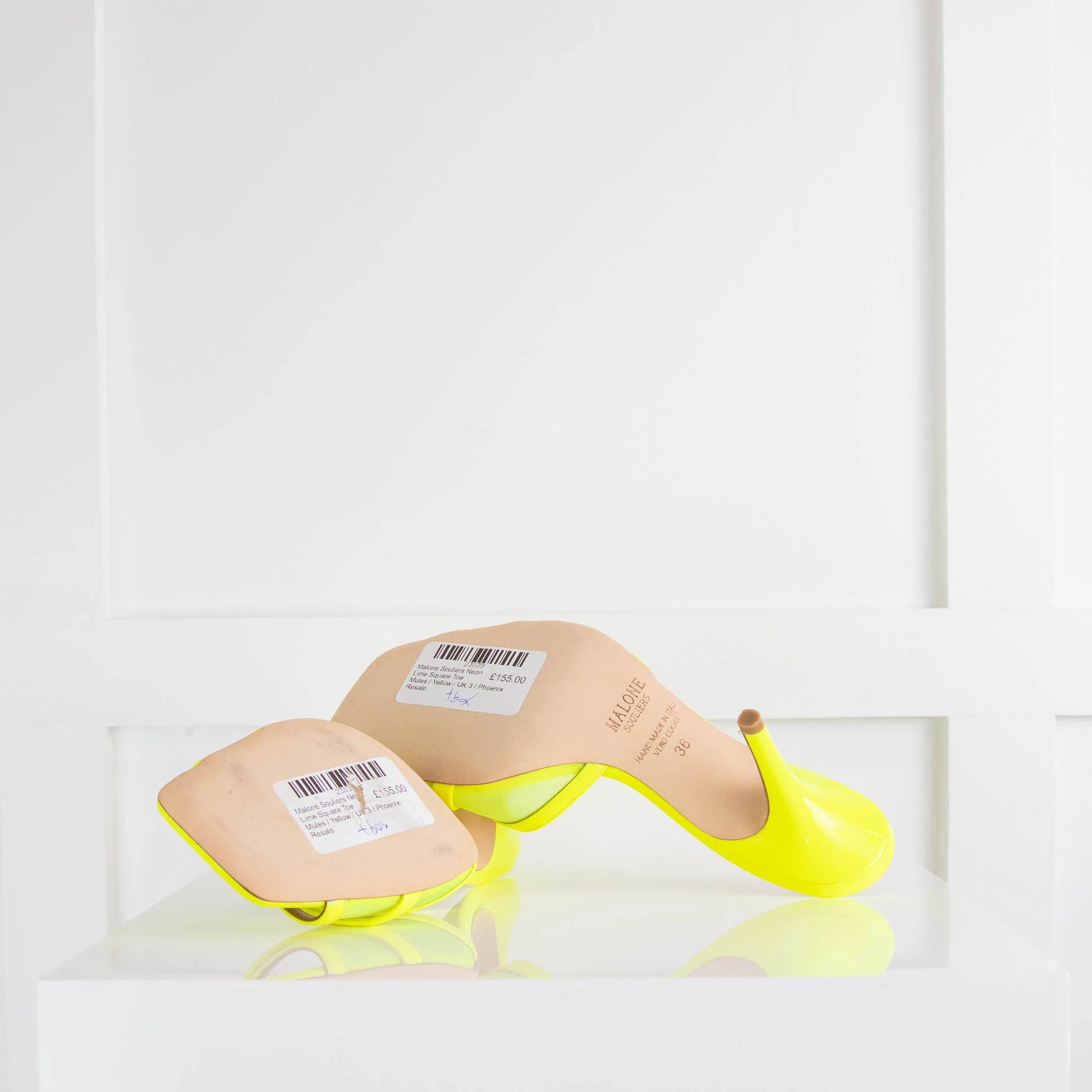 Malone Souliers Neon Lime Square Toe Mules - Image 5