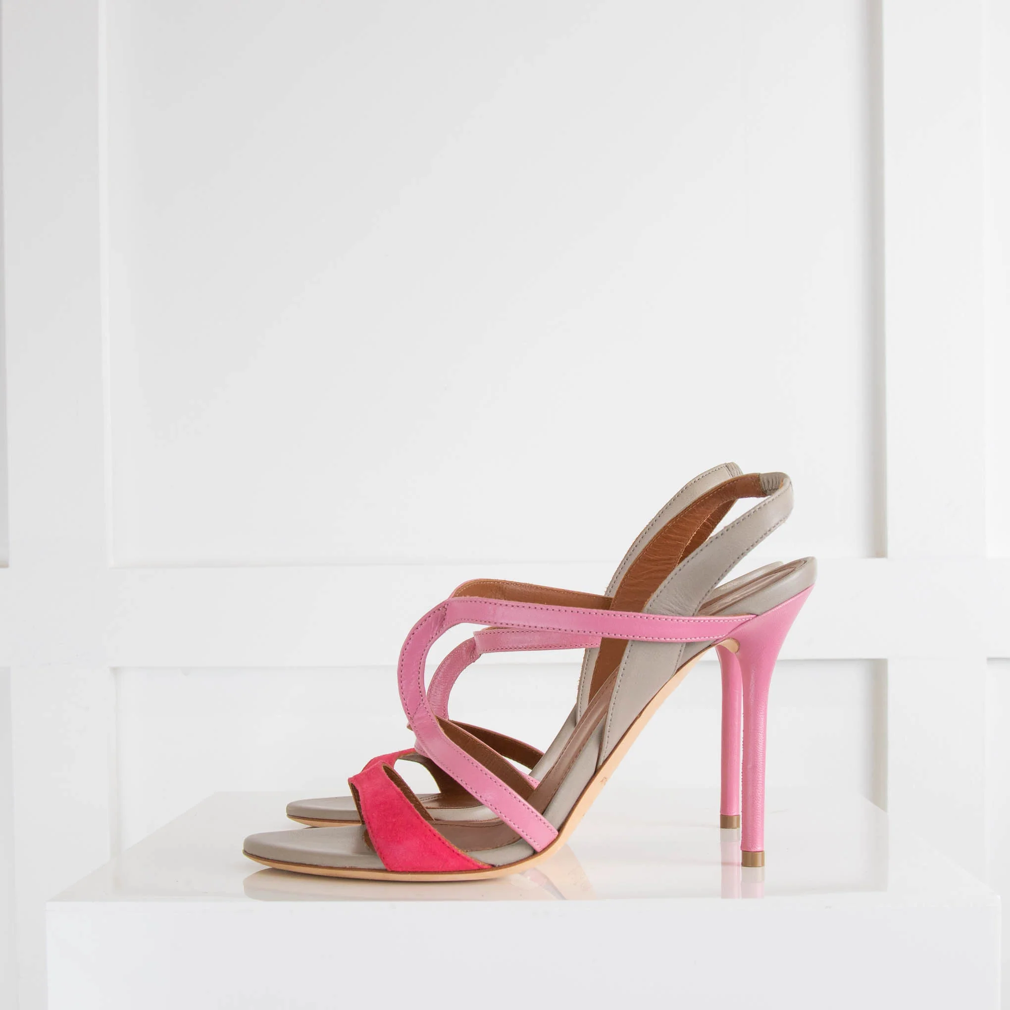 Malone Souliers Pink Grey Strappy Heeled Sandals - Image 3