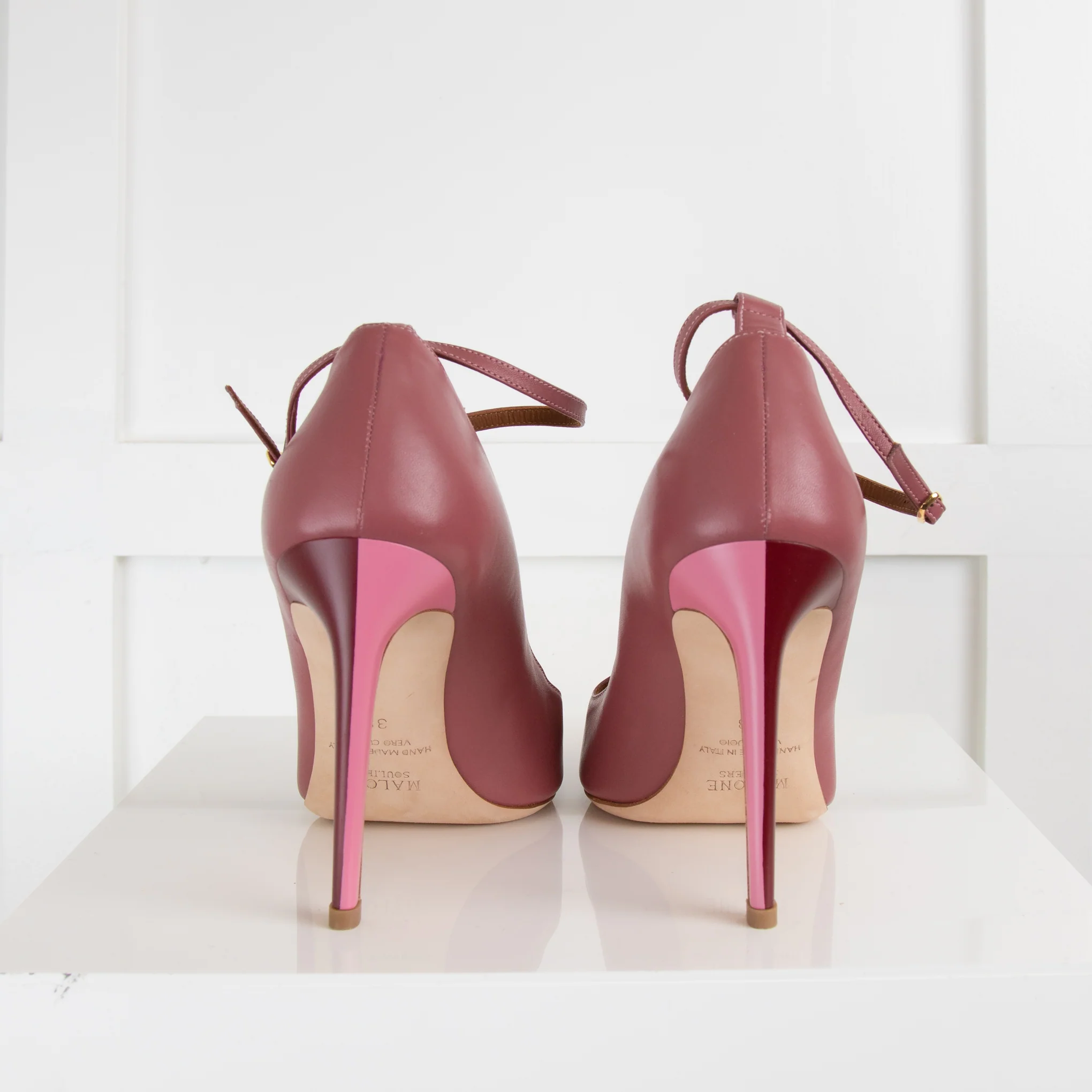 Malone Souliers Pink Two Tone T-Bar Heeled Shoes - Image 4