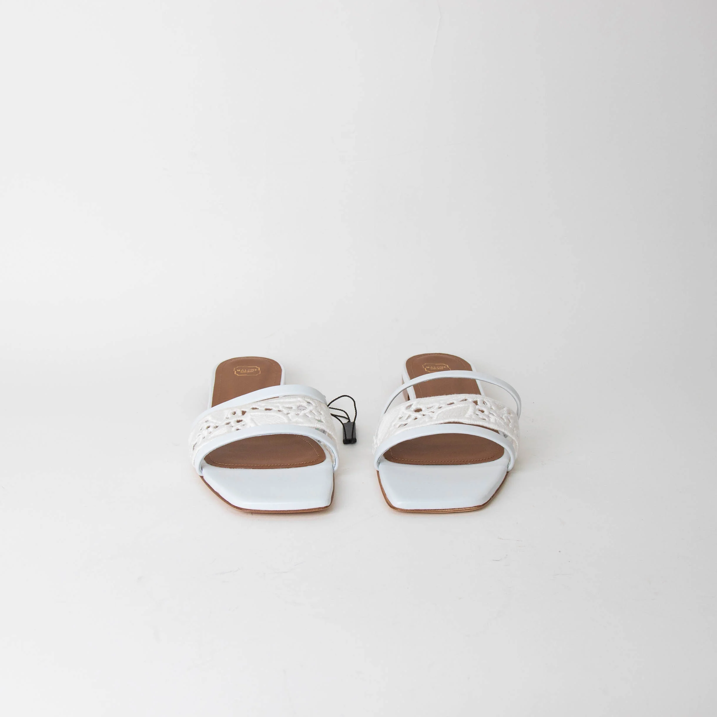 Malone Souliers White Macrame Leather Flats - Image 3