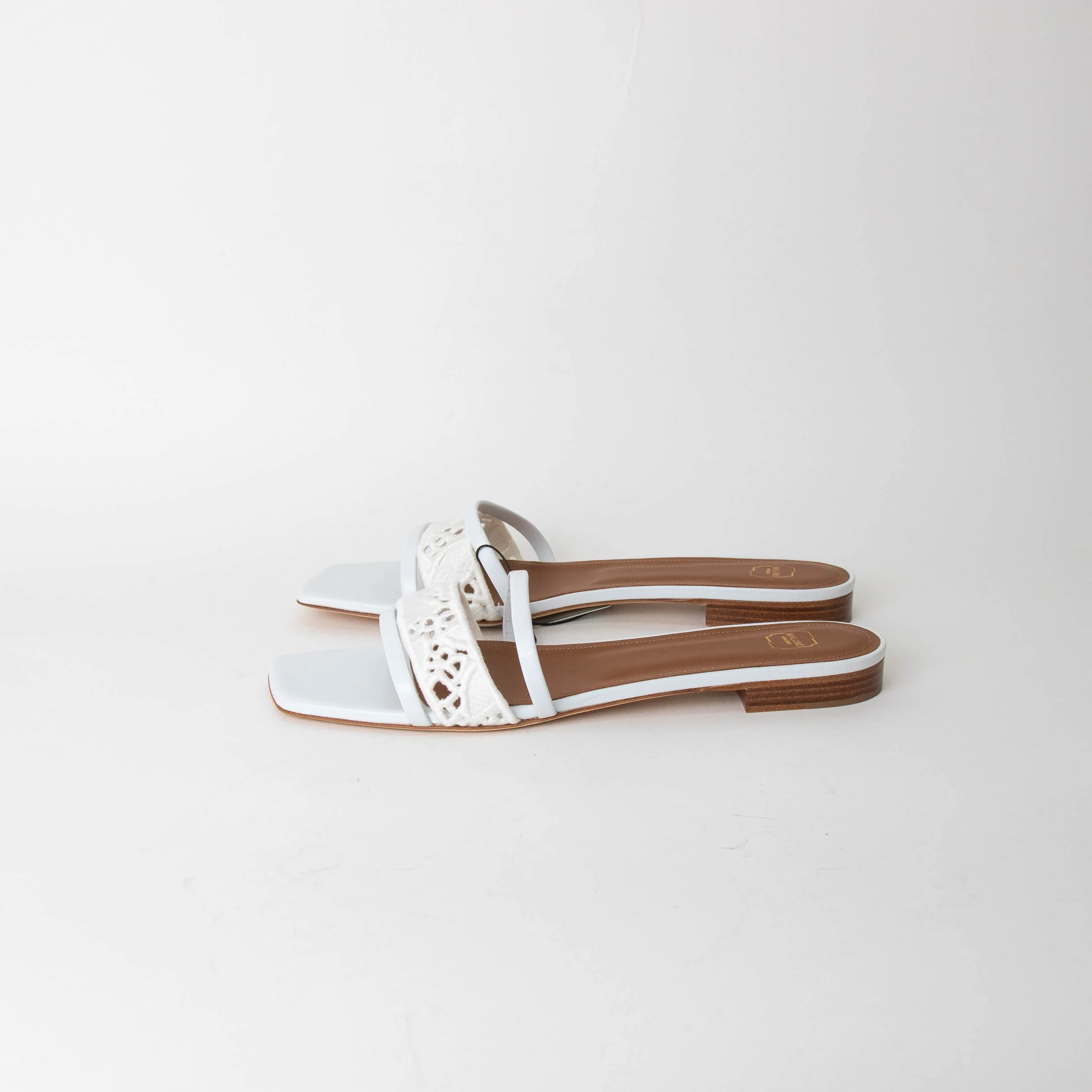 Malone Souliers White Macrame Leather Flats - Image 4