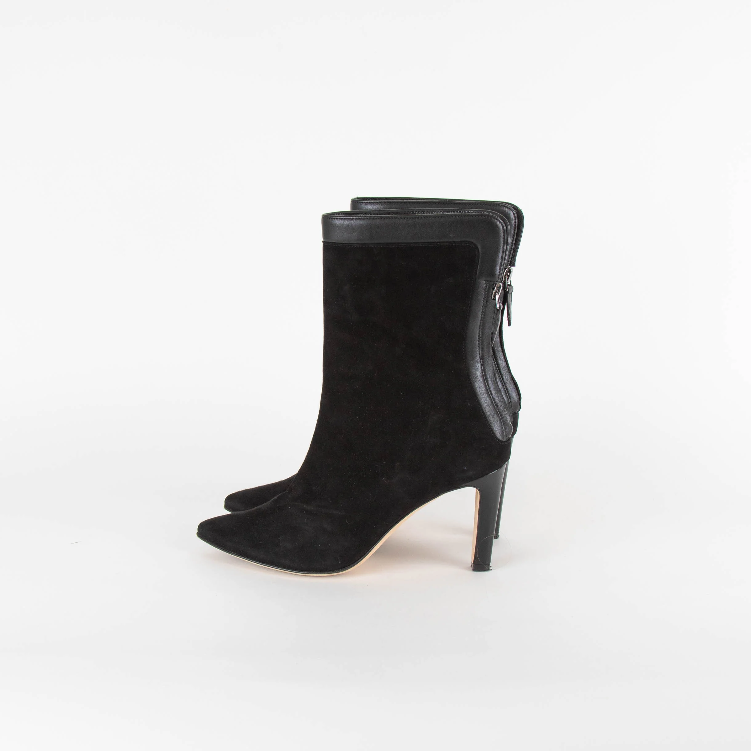 Manolo Blahnik Black Suede Heeled Ankle Boots - Image 3