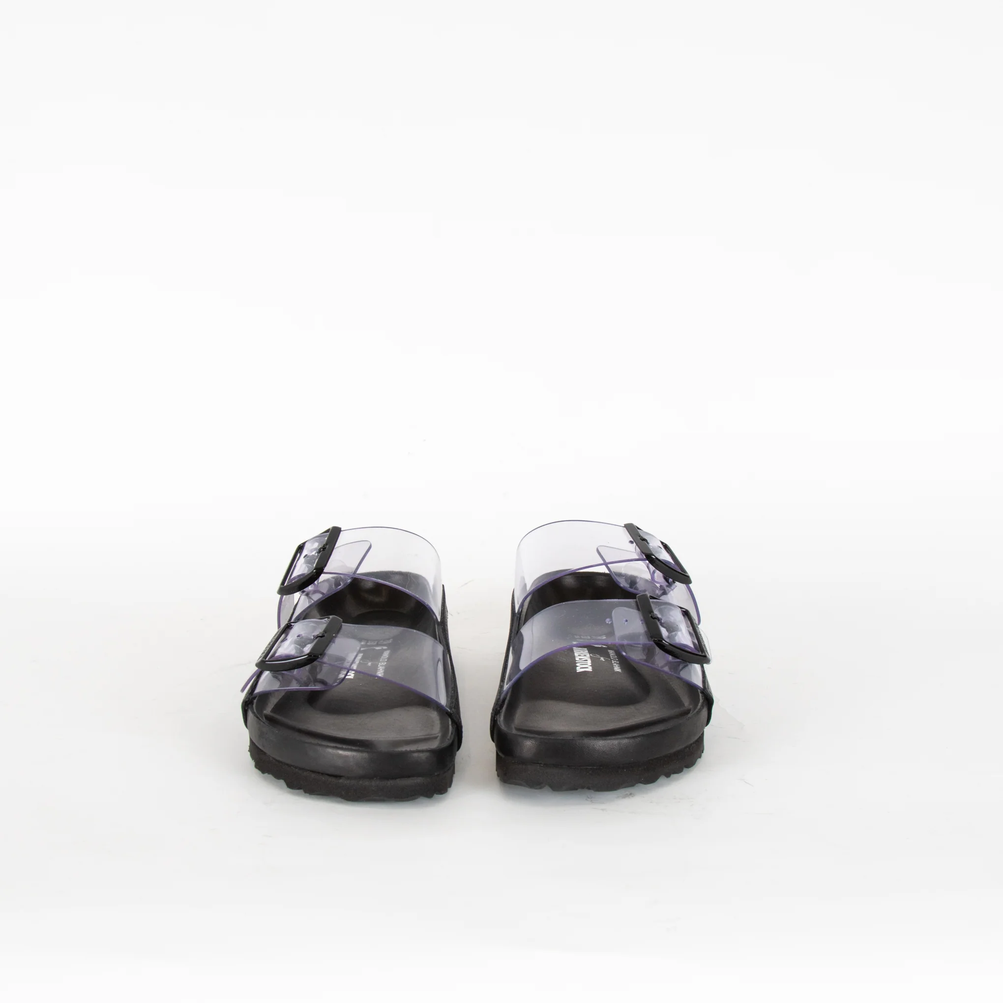 Manolo Blahnik For Birkenstock Black Clear PVC Arizona Strap Slides - Image 2