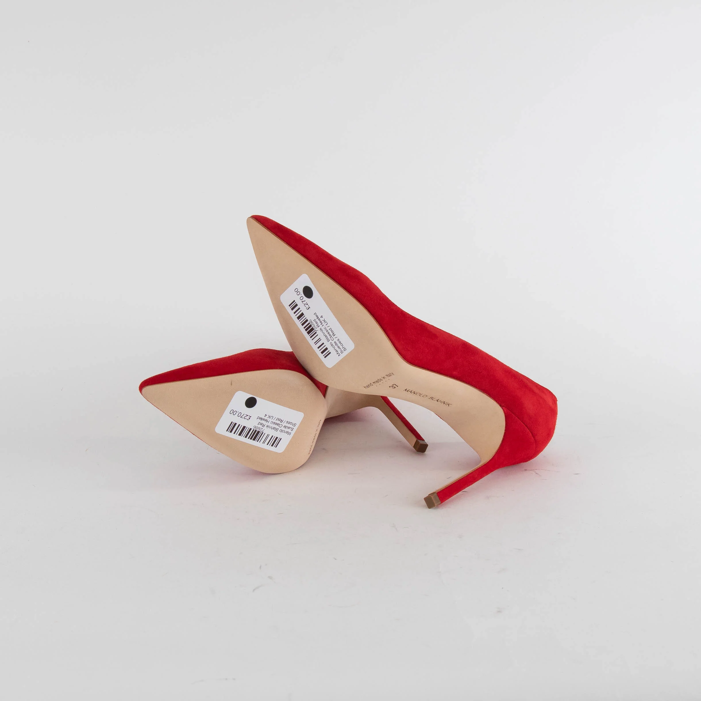 Manolo Blahnik Red Suede Classic Heeled Shoes - Image 6