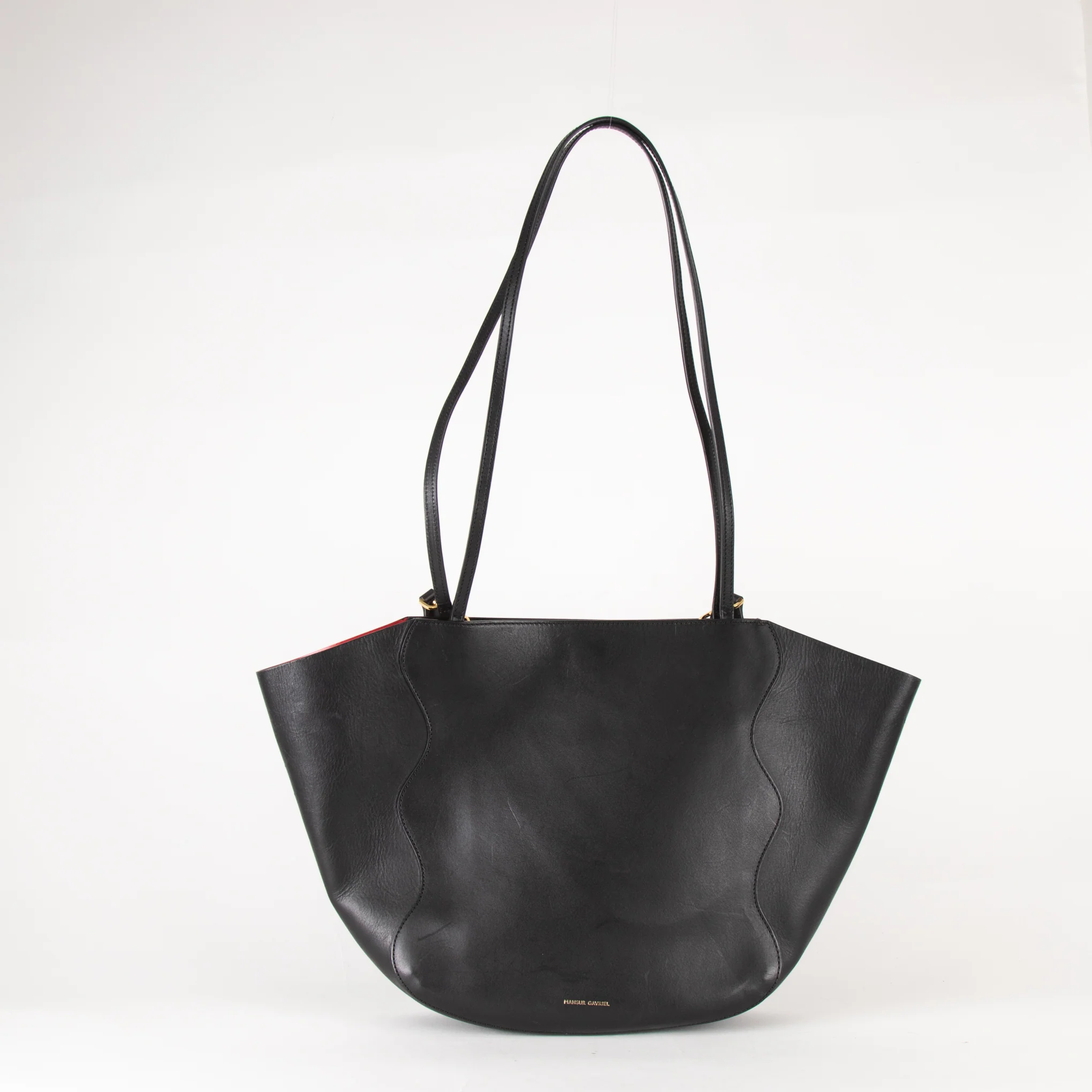 Mansur Gavriel Black Open Tote With Long Shoulder Straps