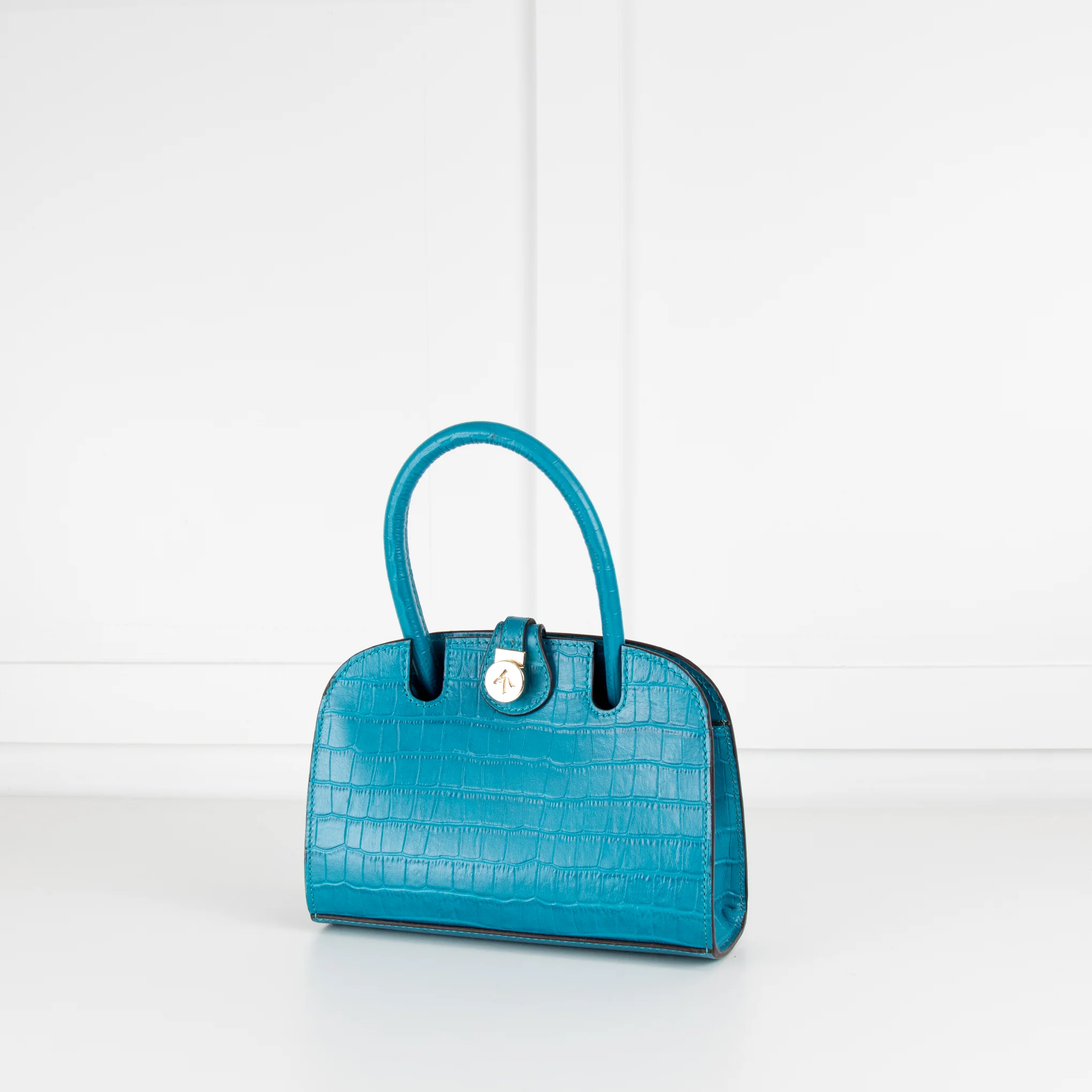 Manu Atelier Blue Croc Embossed Ladybird Crossbody Bag - Image 2