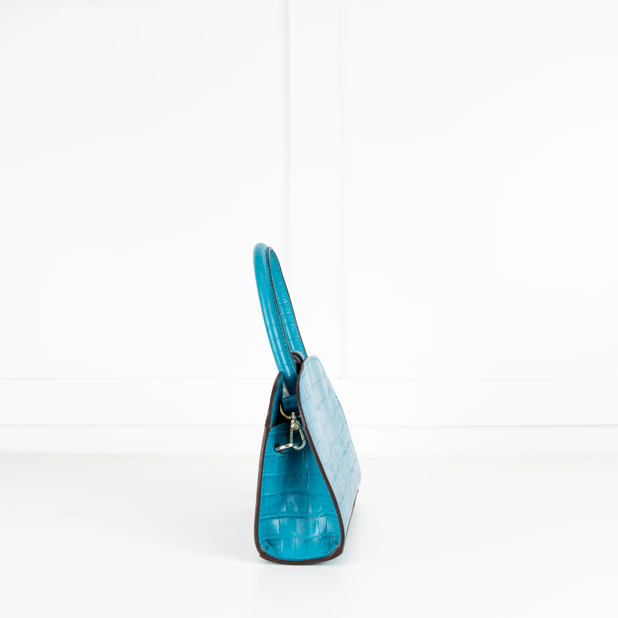 Manu Atelier Blue Croc Embossed Ladybird Crossbody Bag - Image 3