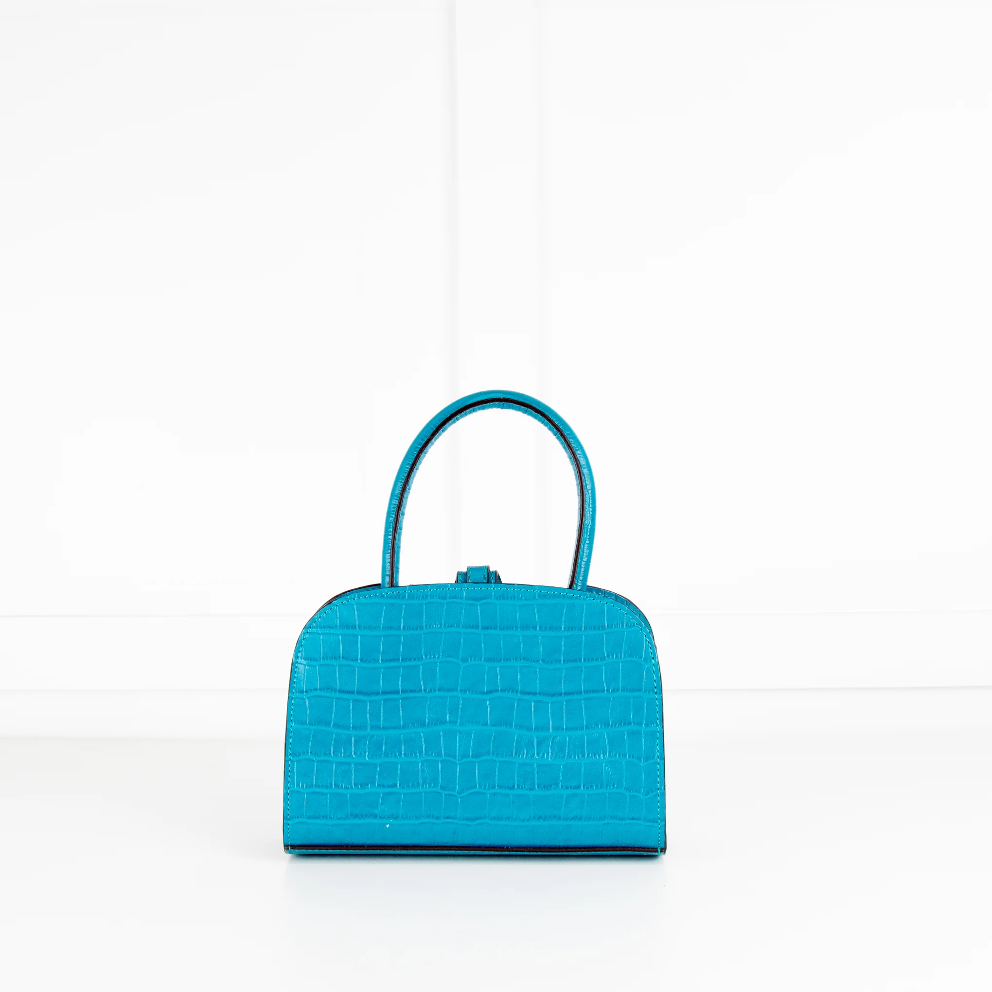 Manu Atelier Blue Croc Embossed Ladybird Crossbody Bag - Image 4