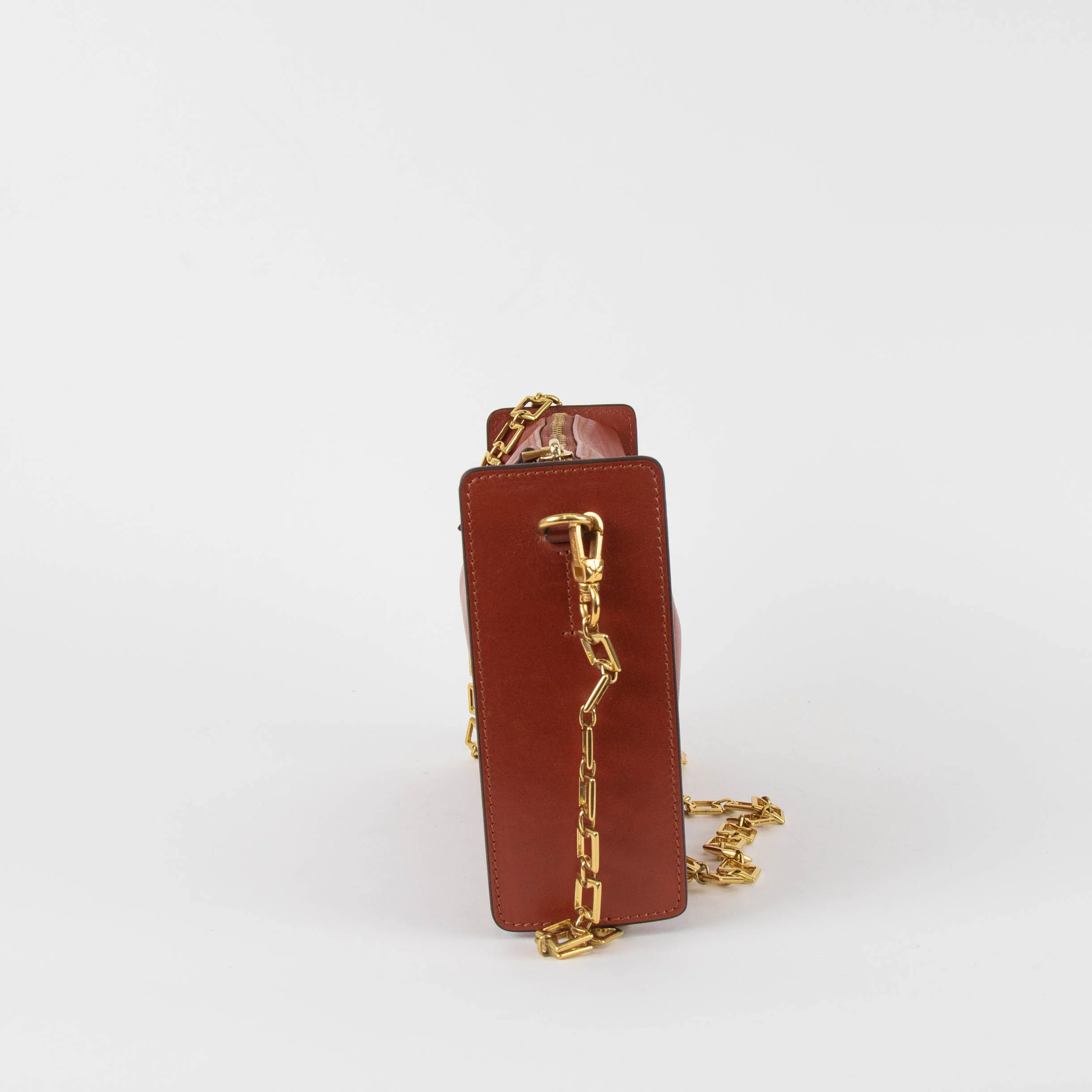 Manu Atelier Rustic Brown Gold Chain Leather Bag - Image 3