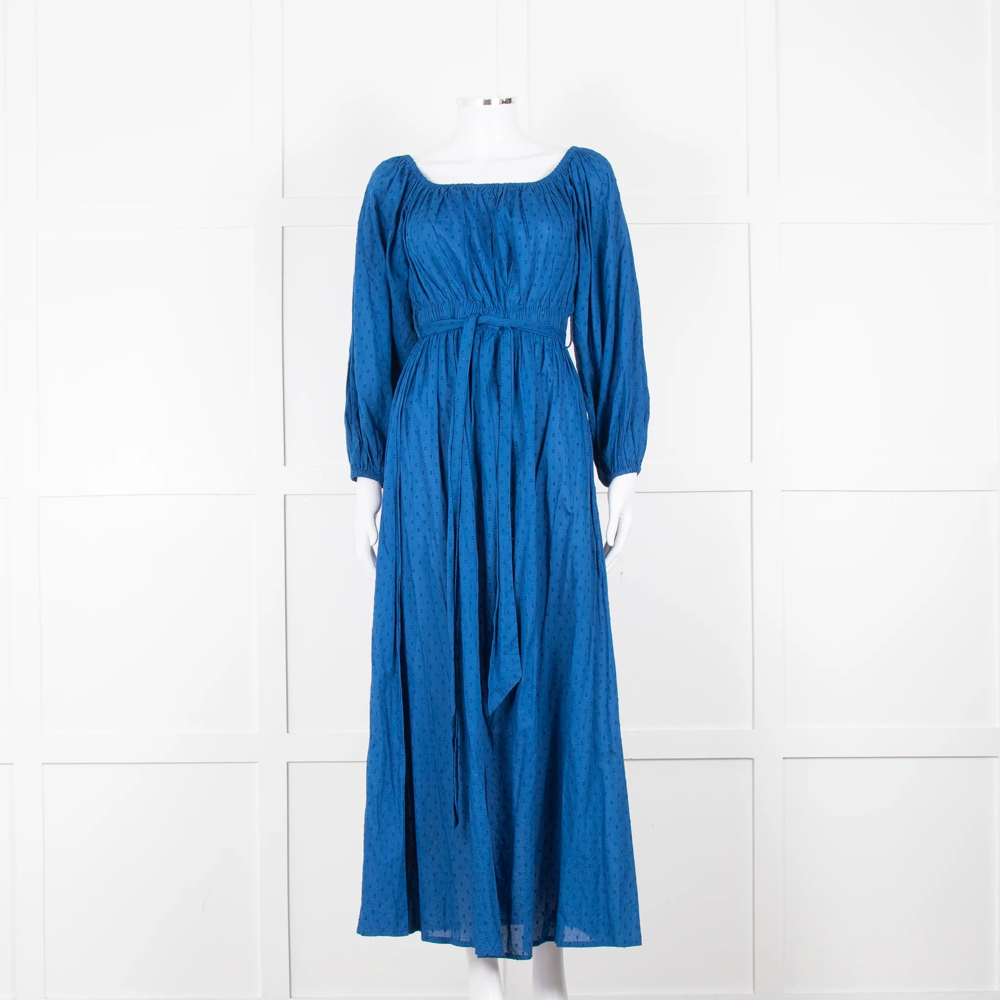 Mara Hoffman Blue Elasticated Waist Long Sleeve Cotton Dress