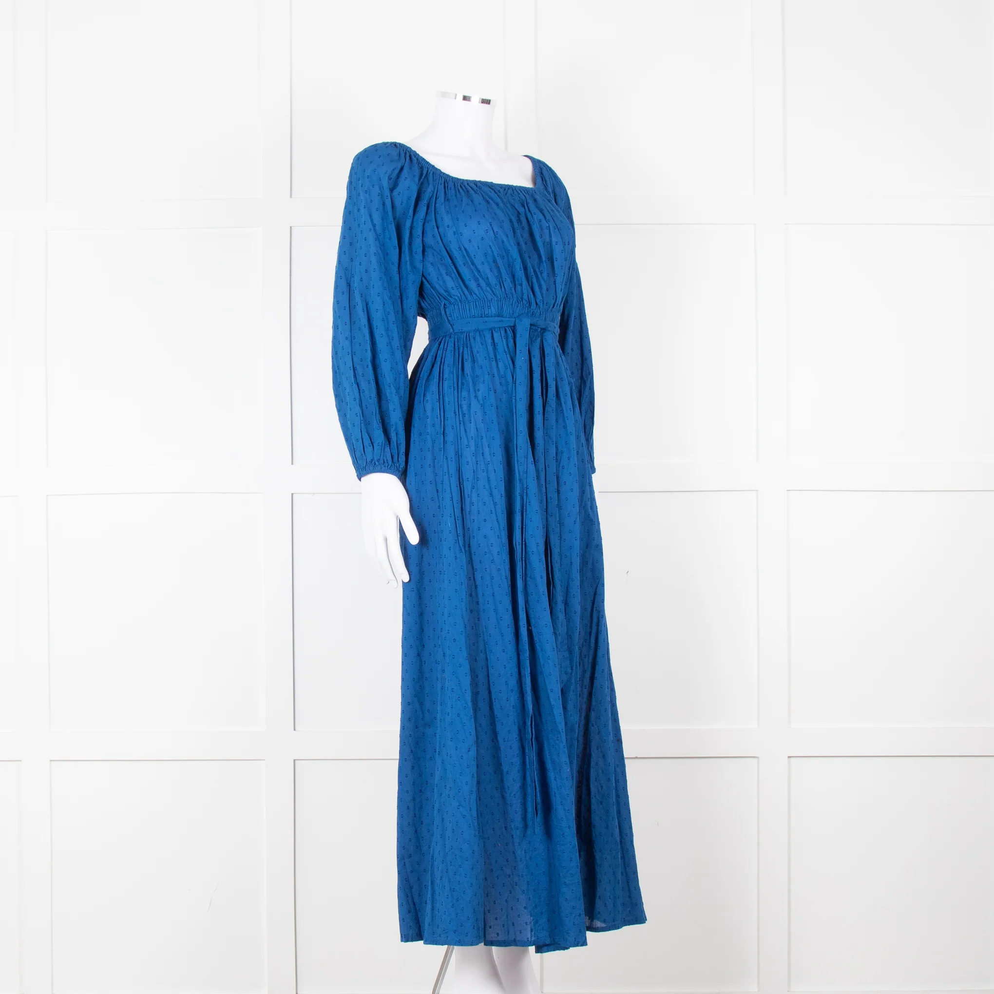 Mara Hoffman Blue Elasticated Waist Long Sleeve Cotton Dress - Image 2