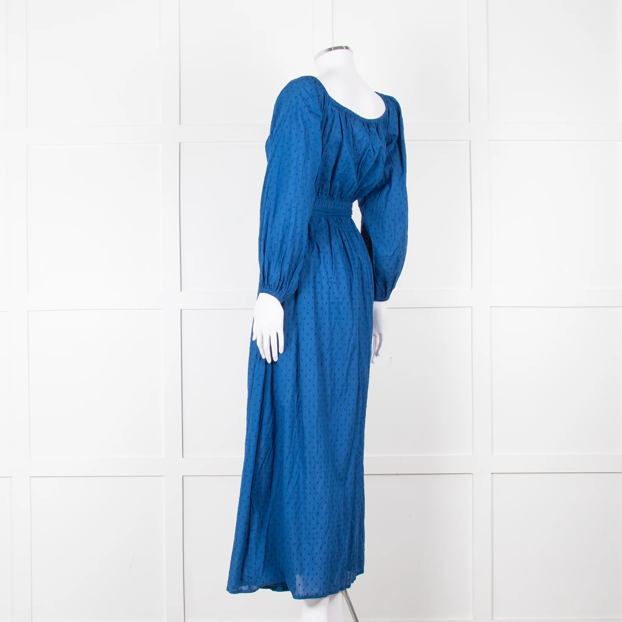 Mara Hoffman Blue Elasticated Waist Long Sleeve Cotton Dress - Image 6