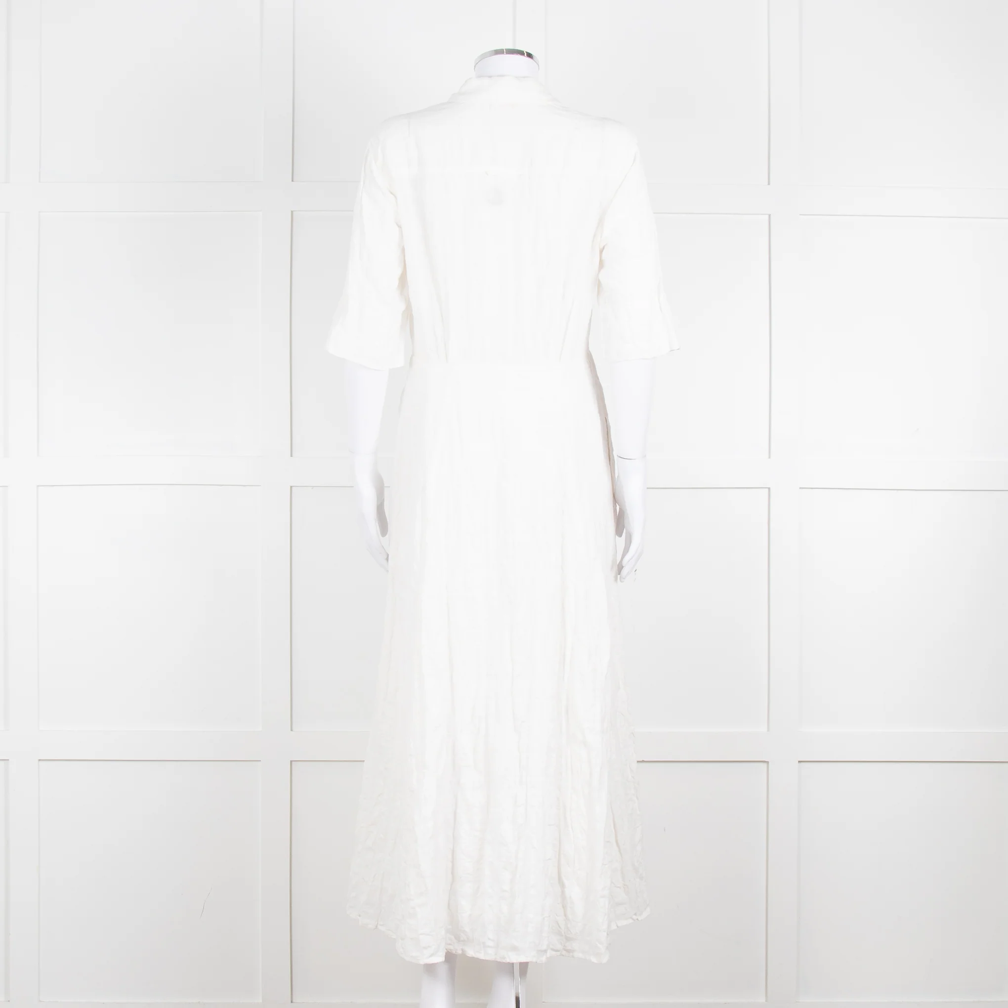 Mara Hoffman Cream Textured Short Sleeve Button Up Dress - Image 5