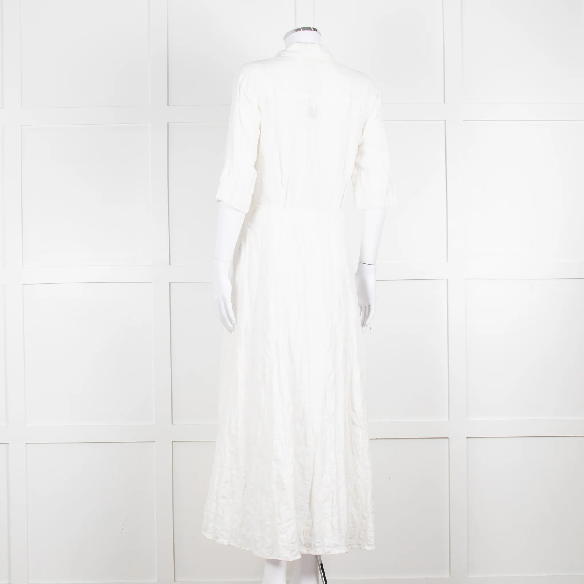 Mara Hoffman Cream Textured Short Sleeve Button Up Dress - Image 6