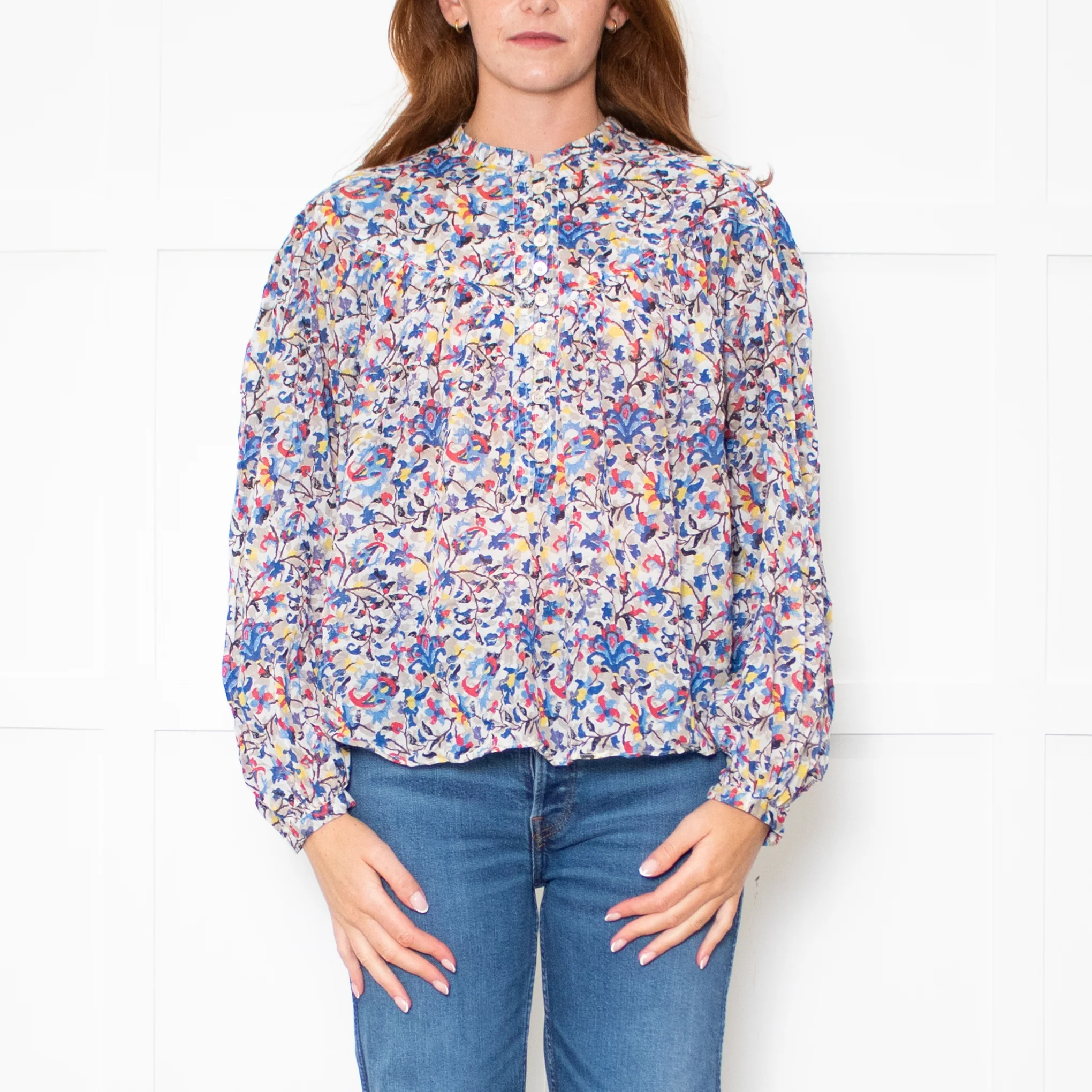 Marant Etoile Blue Floral Button Down Top - Image 2