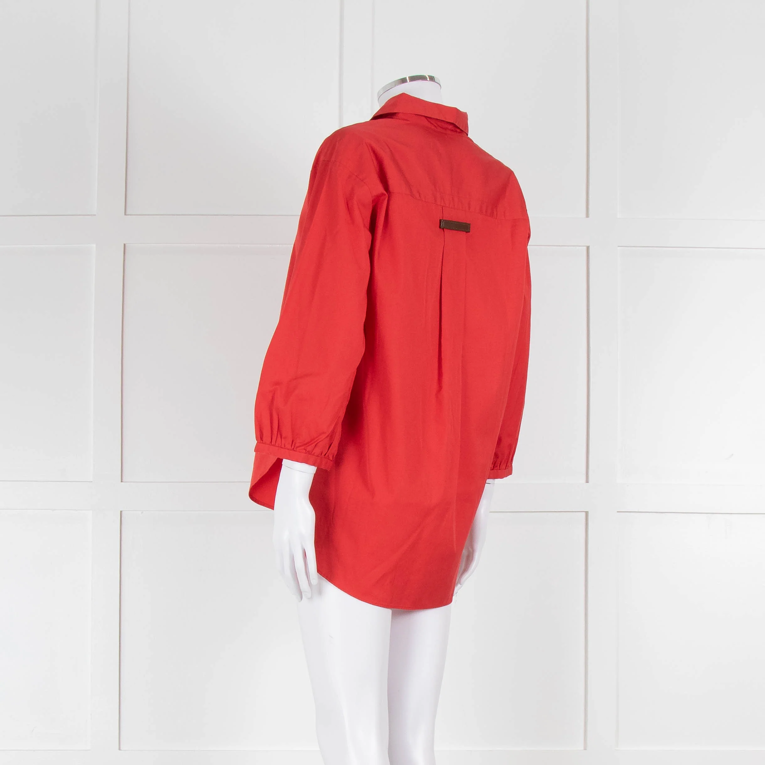 Marc Cain Red Cotton 3/4 Sleeve Tunic Shirt - Image 6