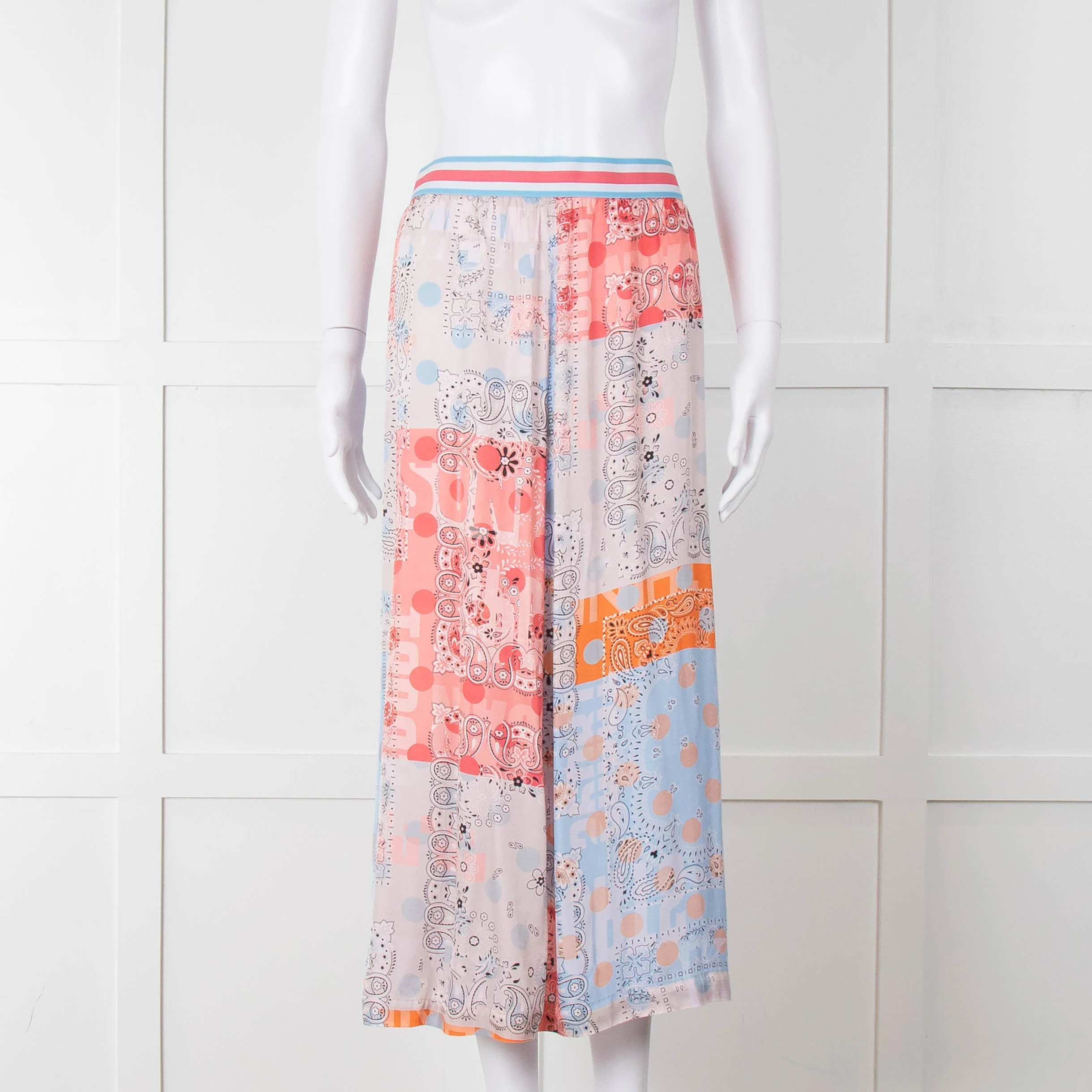Marc Cain Sports Blue Multi Print Stretch Waist Skirt