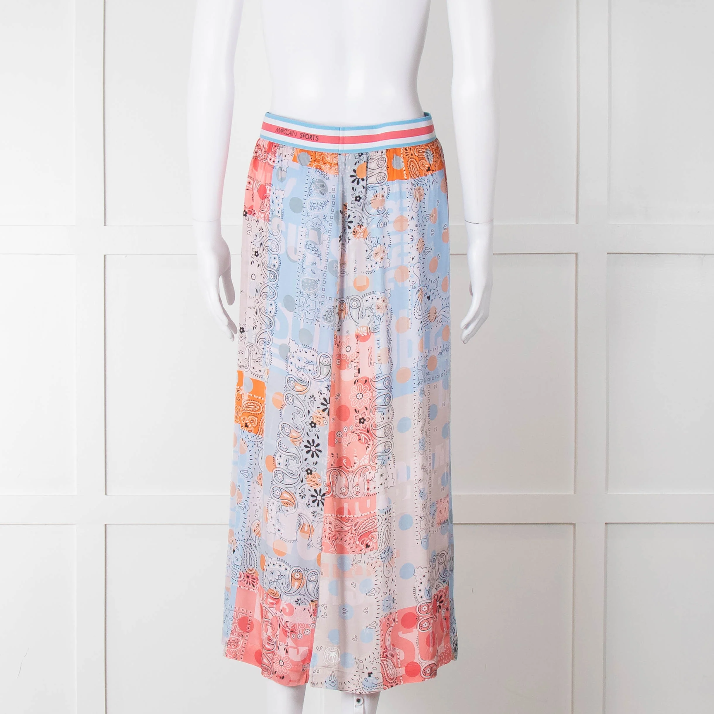 Marc Cain Sports Blue Multi Print Stretch Waist Skirt - Image 5