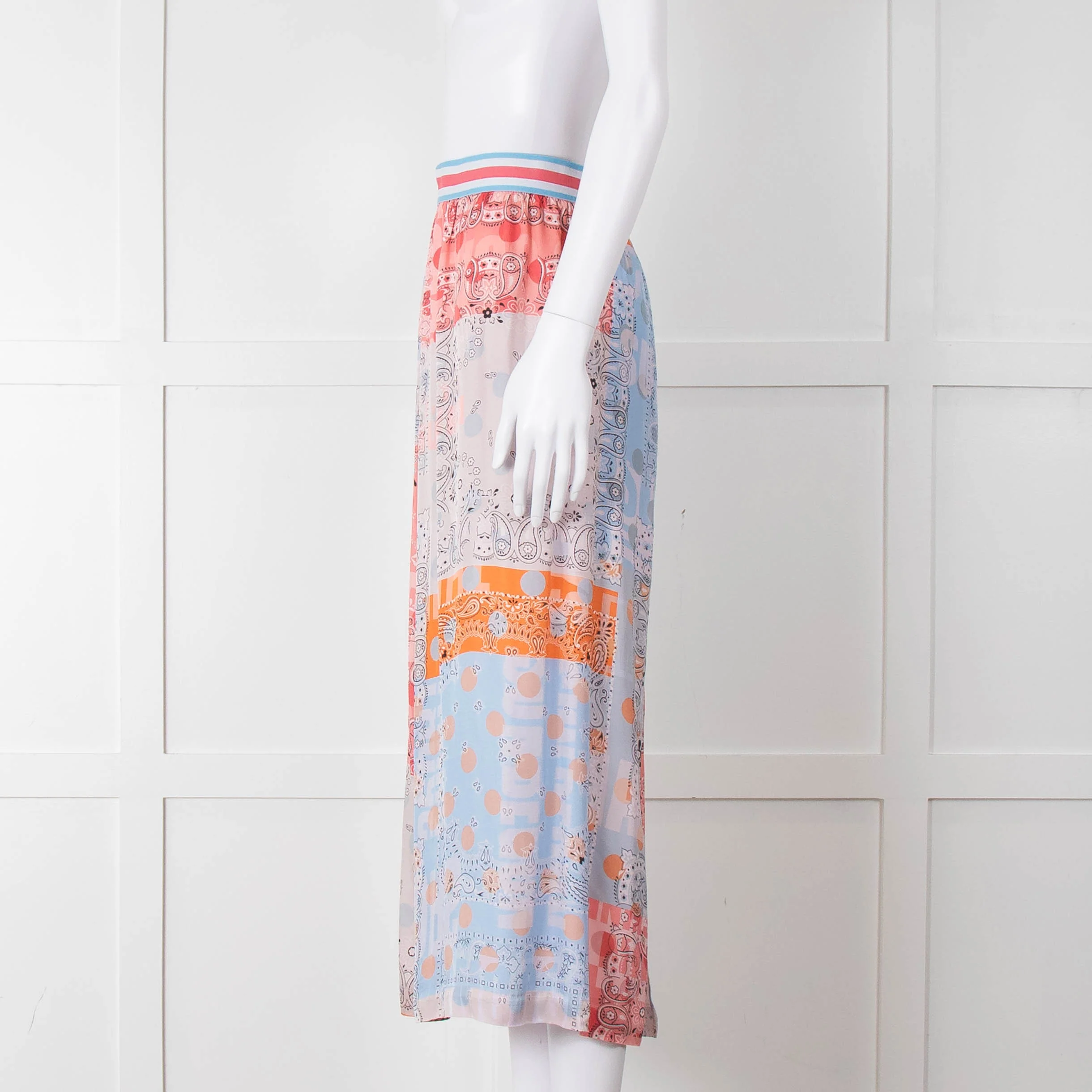 Marc Cain Sports Blue Multi Print Stretch Waist Skirt - Image 7