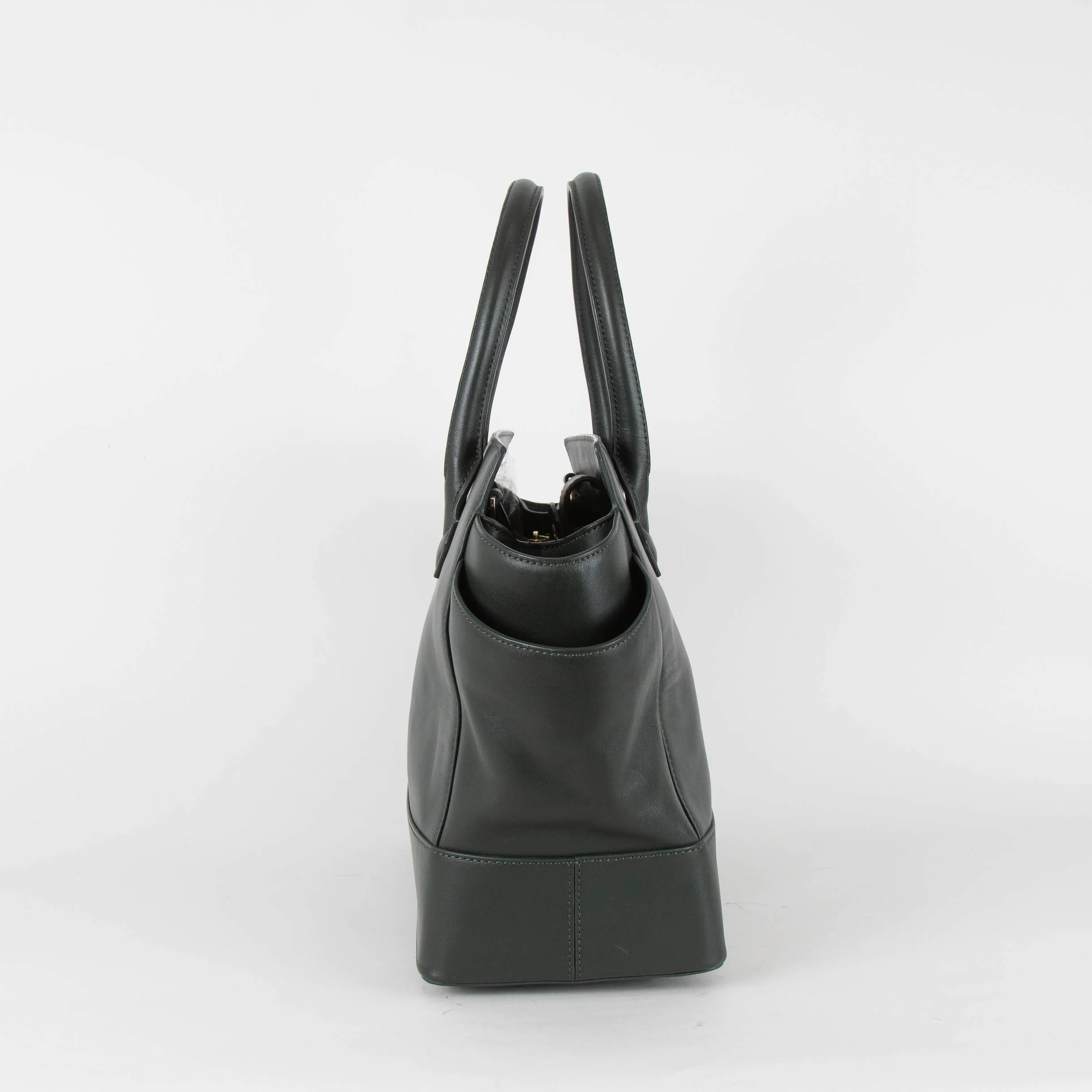 Marc Ella London Dark Green Sliver Trim Leather Shopper - Image 3