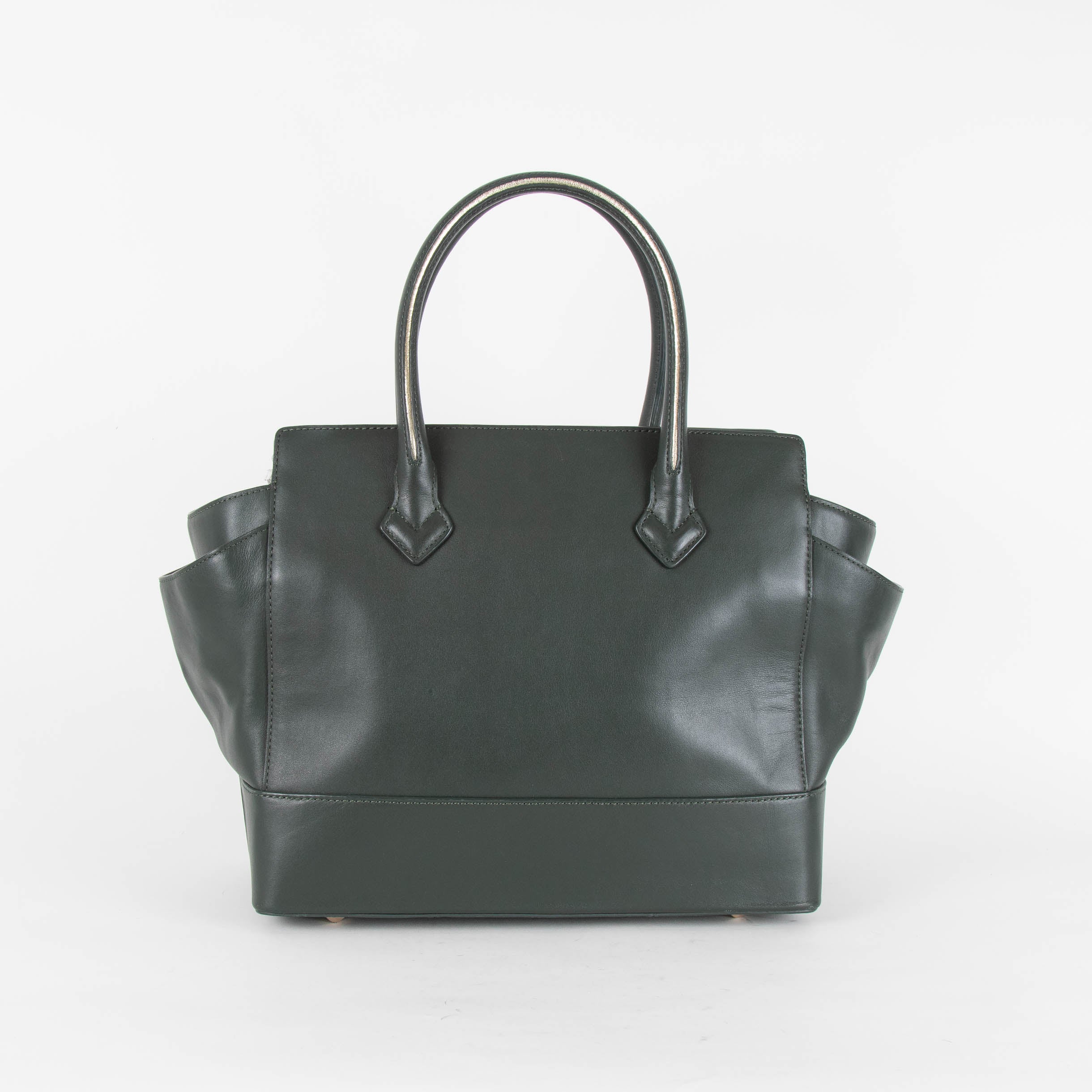 Marc Ella London Dark Green Sliver Trim Leather Shopper - Image 4