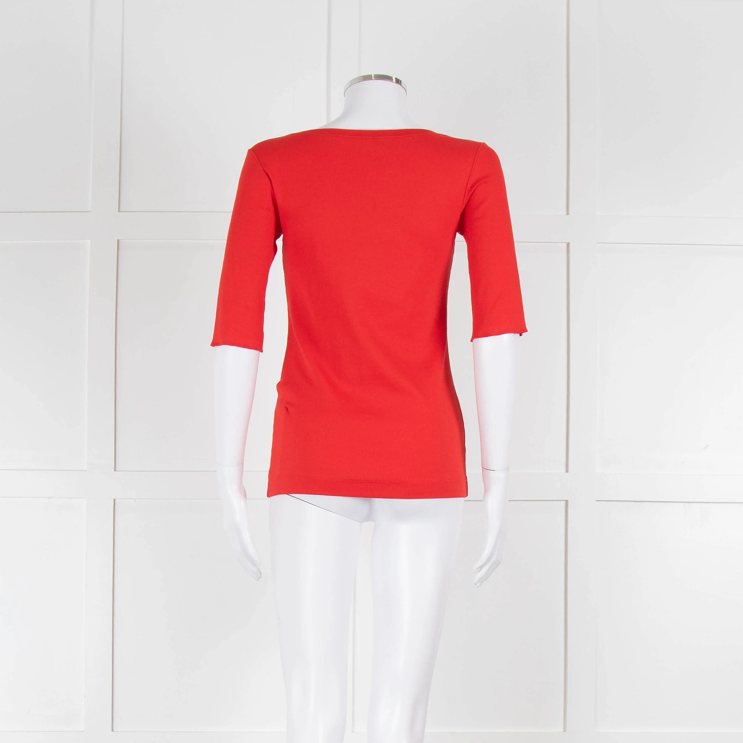 Marccain Red Ribbed 3/4 Length Sleeve T-Shirt - Image 5