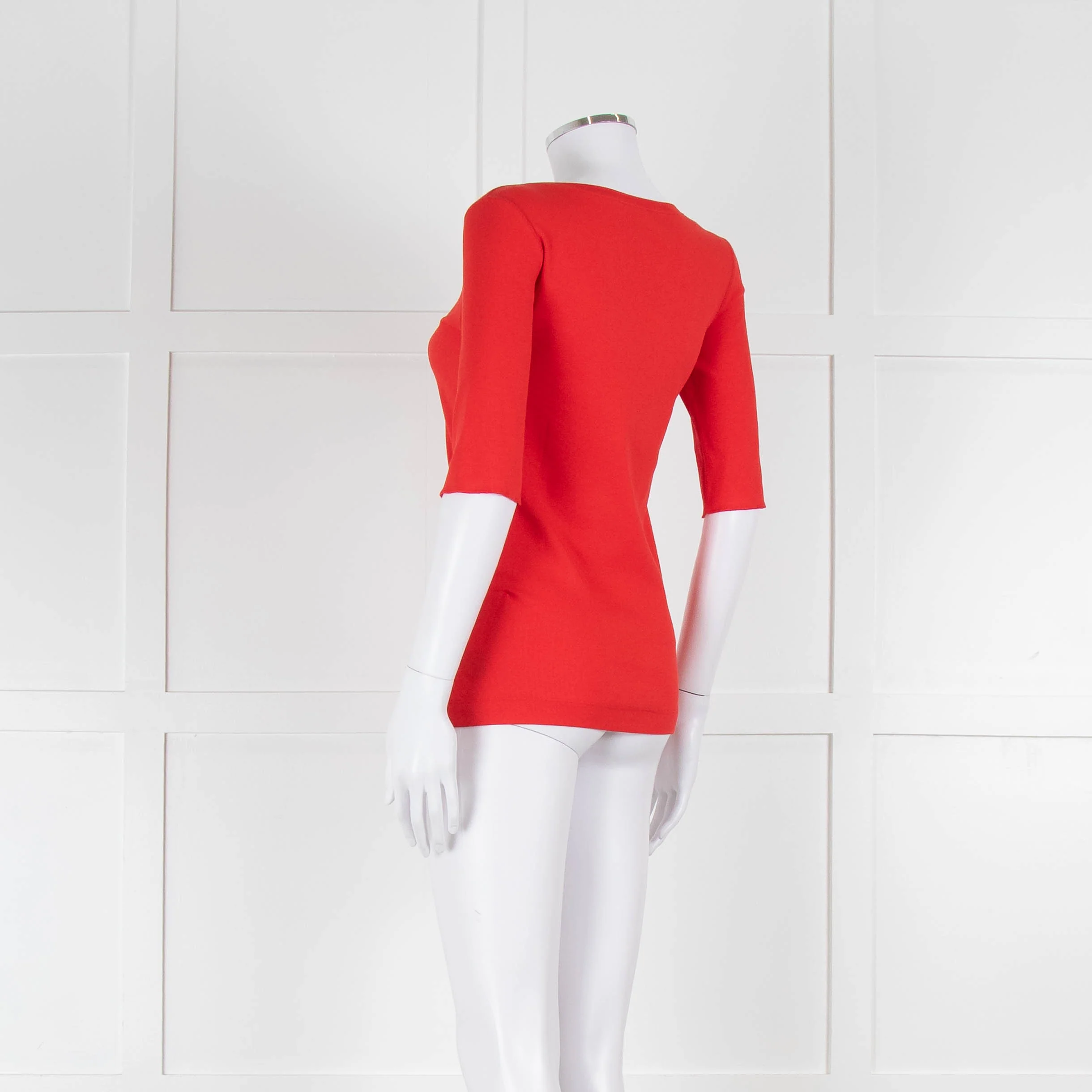 Marccain Red Ribbed 3/4 Length Sleeve T-Shirt - Image 6