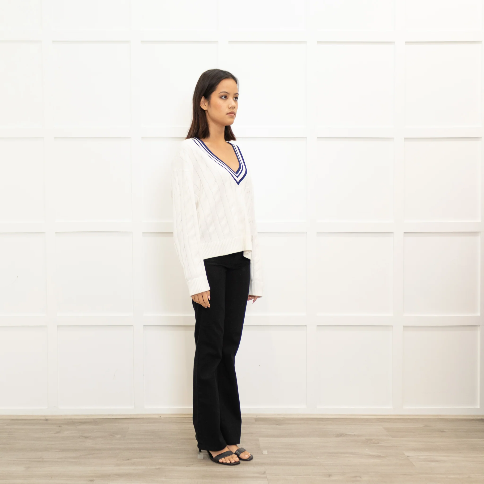 MarcCain White and Blue Stripe Jumper - Image 3