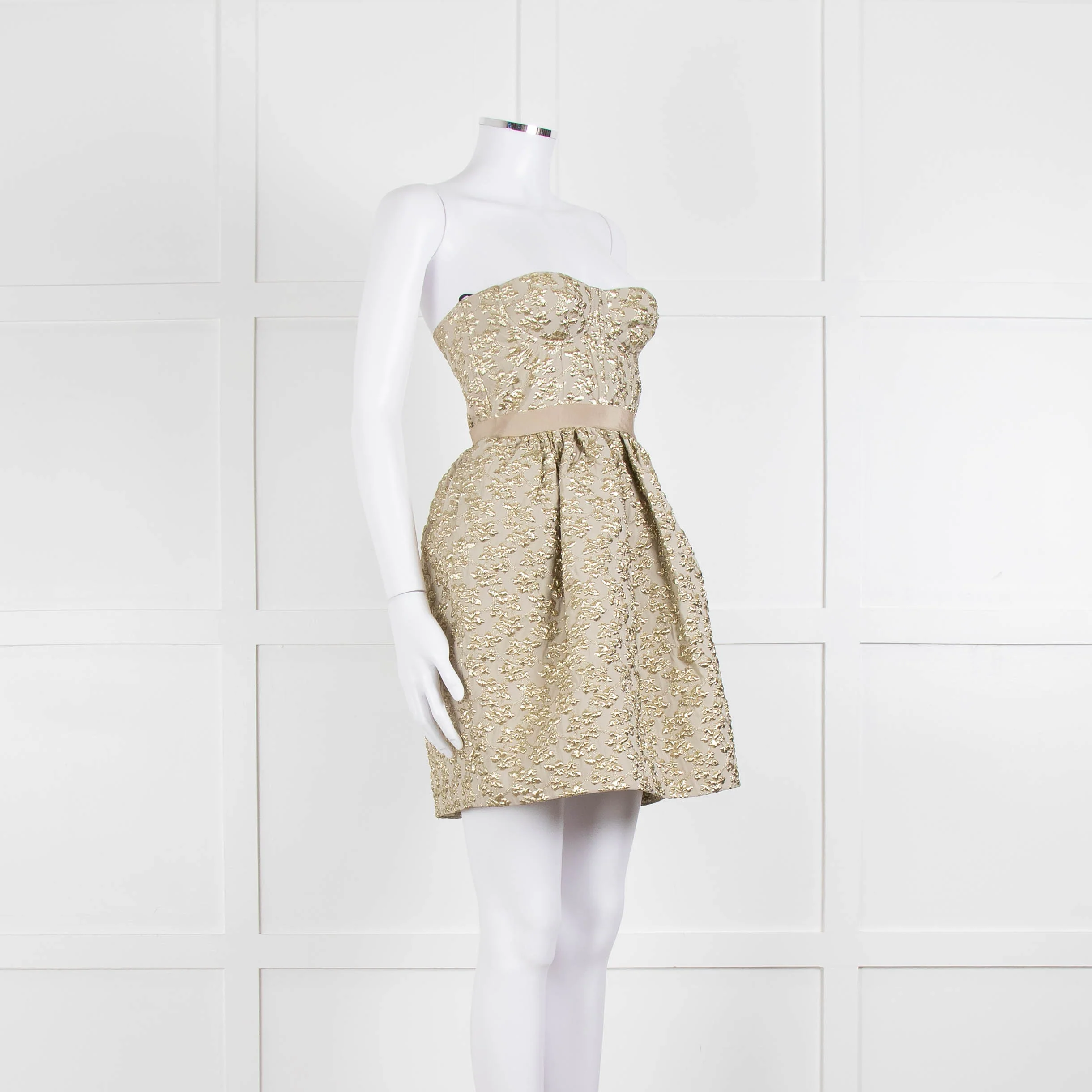 Marco Bologna Gold Jacquard Strapless Bustier Dress - Image 2