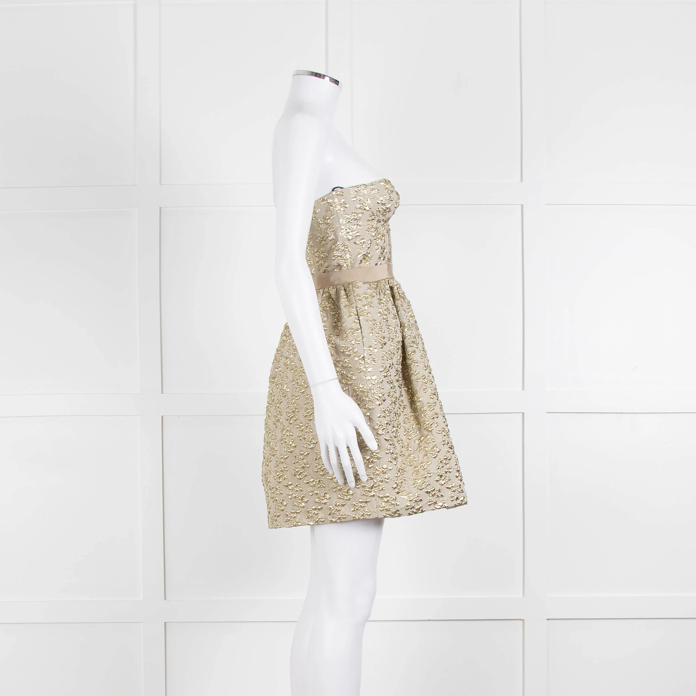Marco Bologna Gold Jacquard Strapless Bustier Dress - Image 3