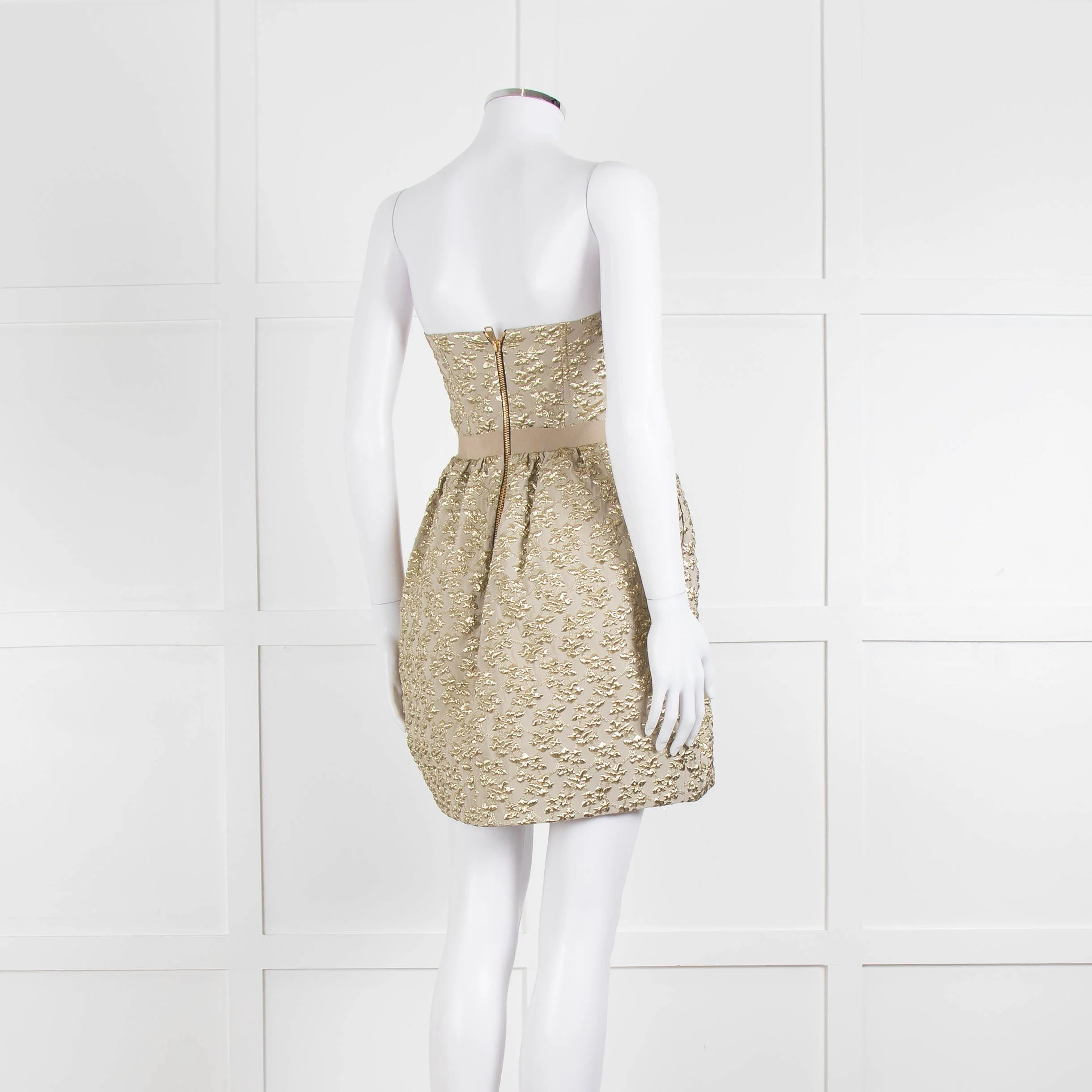 Marco Bologna Gold Jacquard Strapless Bustier Dress - Image 4