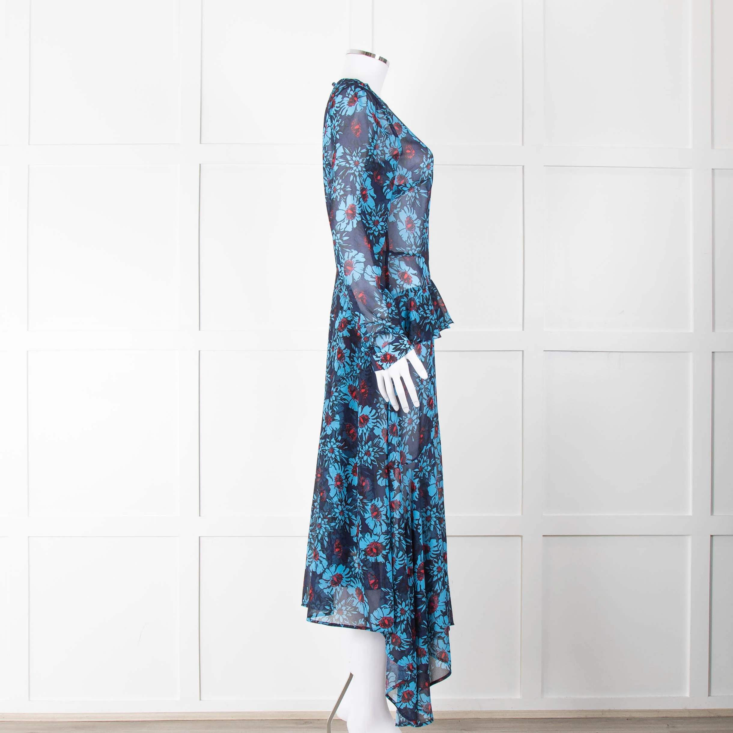Markus Lupfer Blue Red Flower Print Maxi Dress & Slip - Image 3
