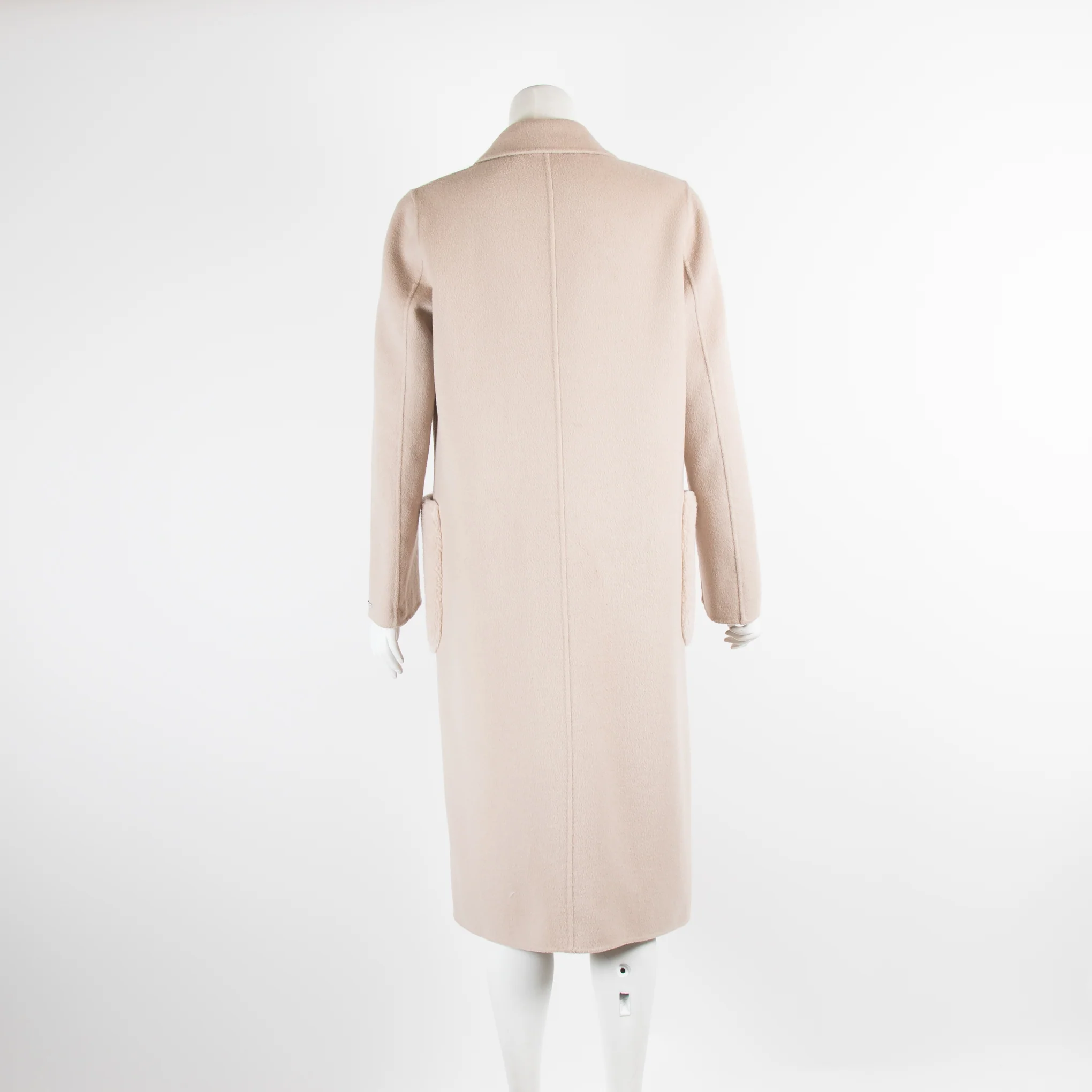 Marella Beige Wool Coat With Borg Pockets - Image 3