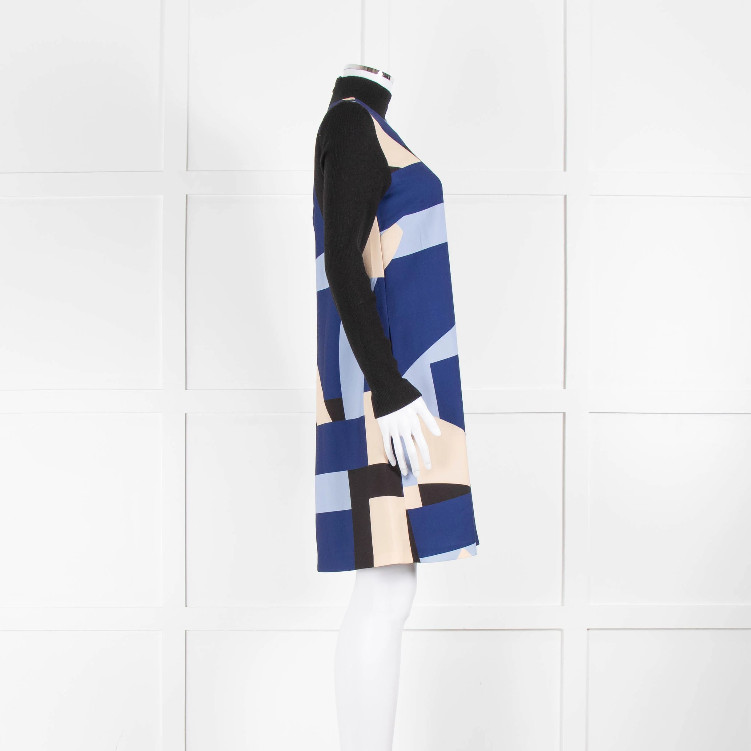 Marella Black Blue Beige Knit Sleeve Tunic Dress - Image 2