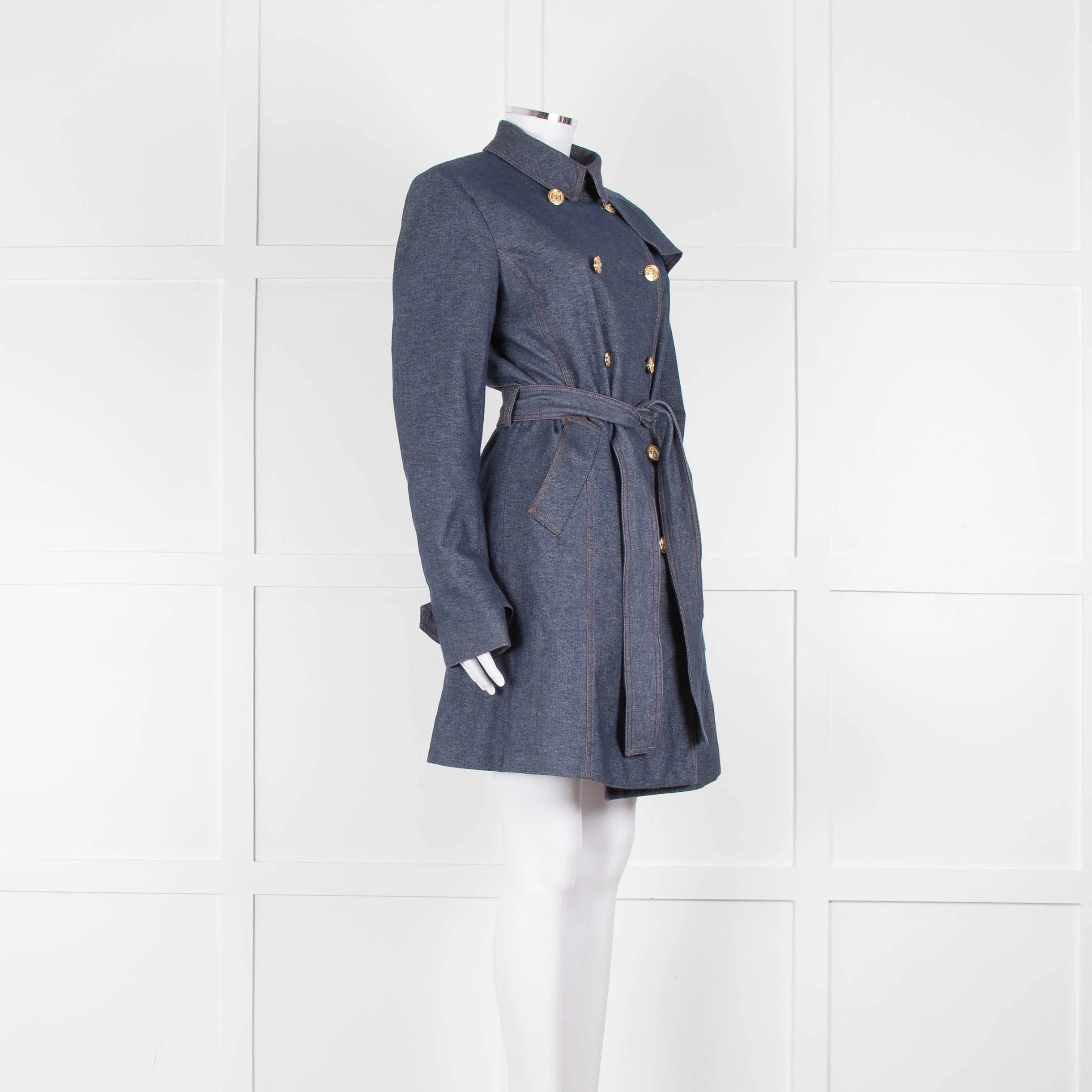 Marella Blue Denim Trench Coat - Image 2