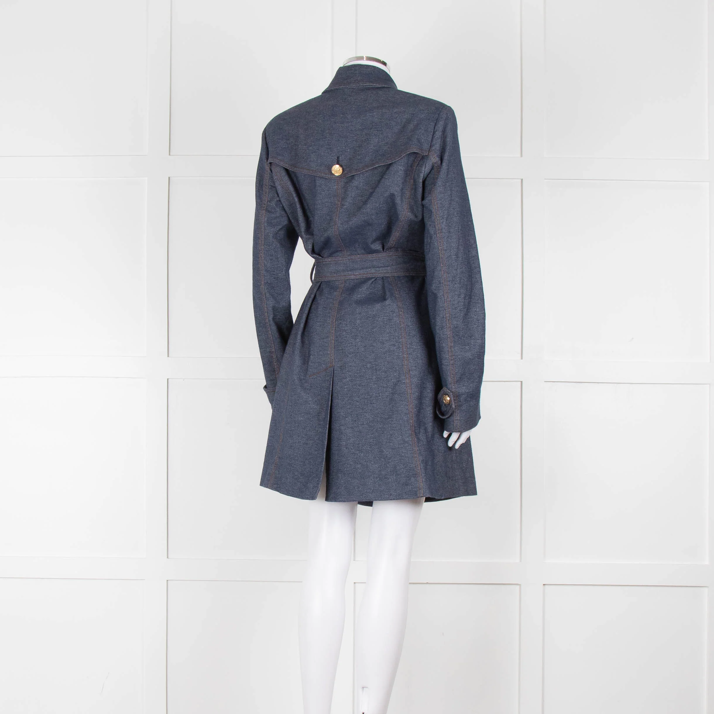 Marella Blue Denim Trench Coat - Image 4
