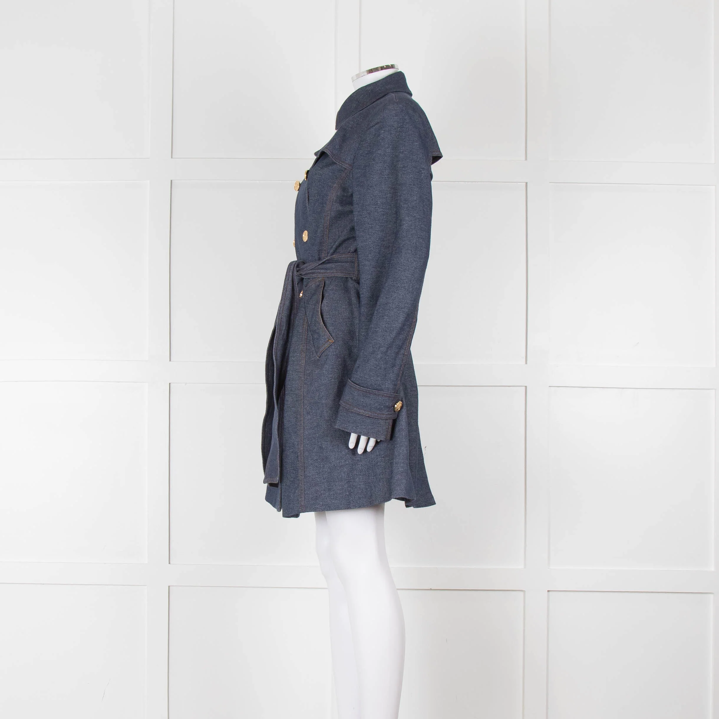 Marella Blue Denim Trench Coat - Image 7