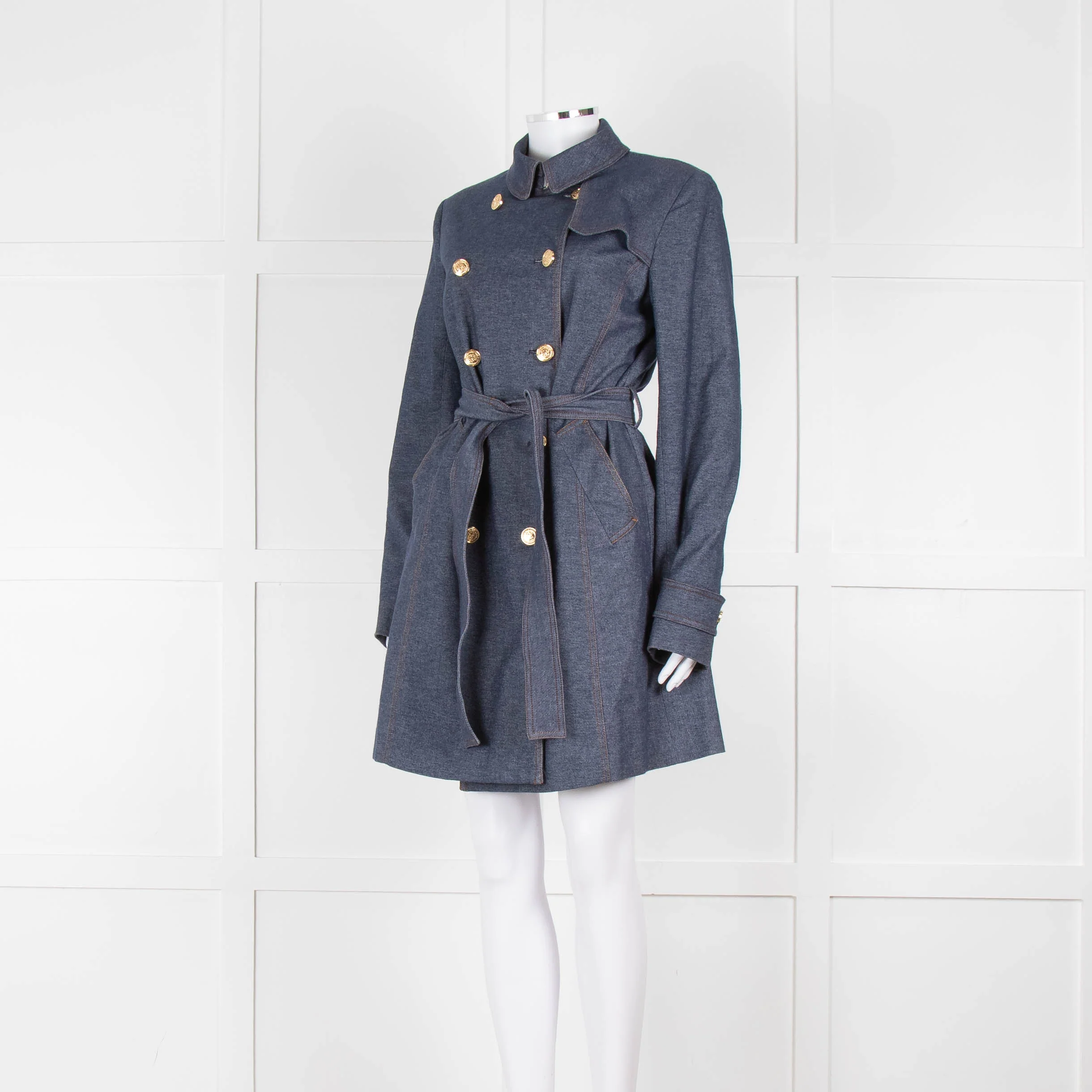Marella Blue Denim Trench Coat - Image 8