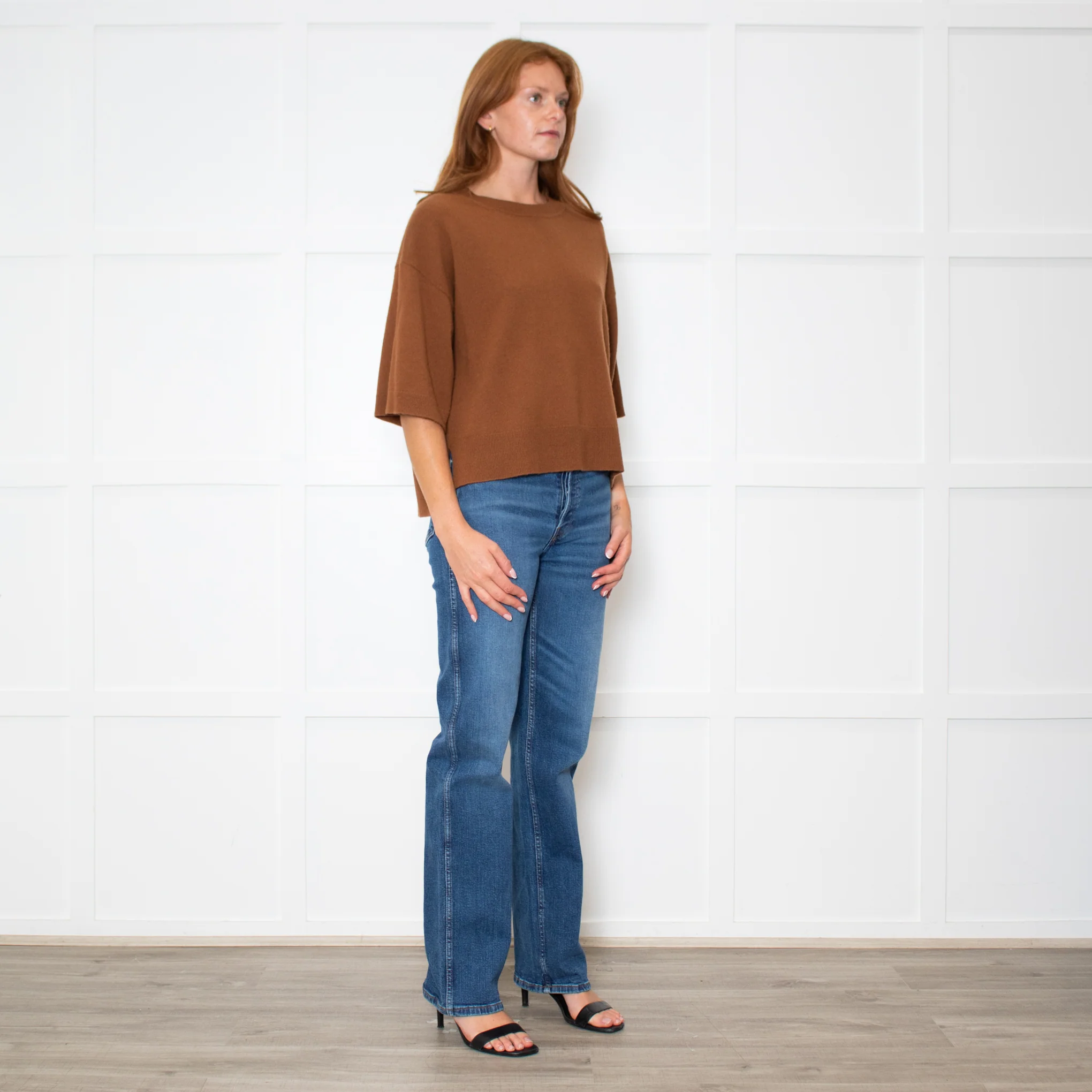 Marella Brown Short Sleeve Jumper - Image 7
