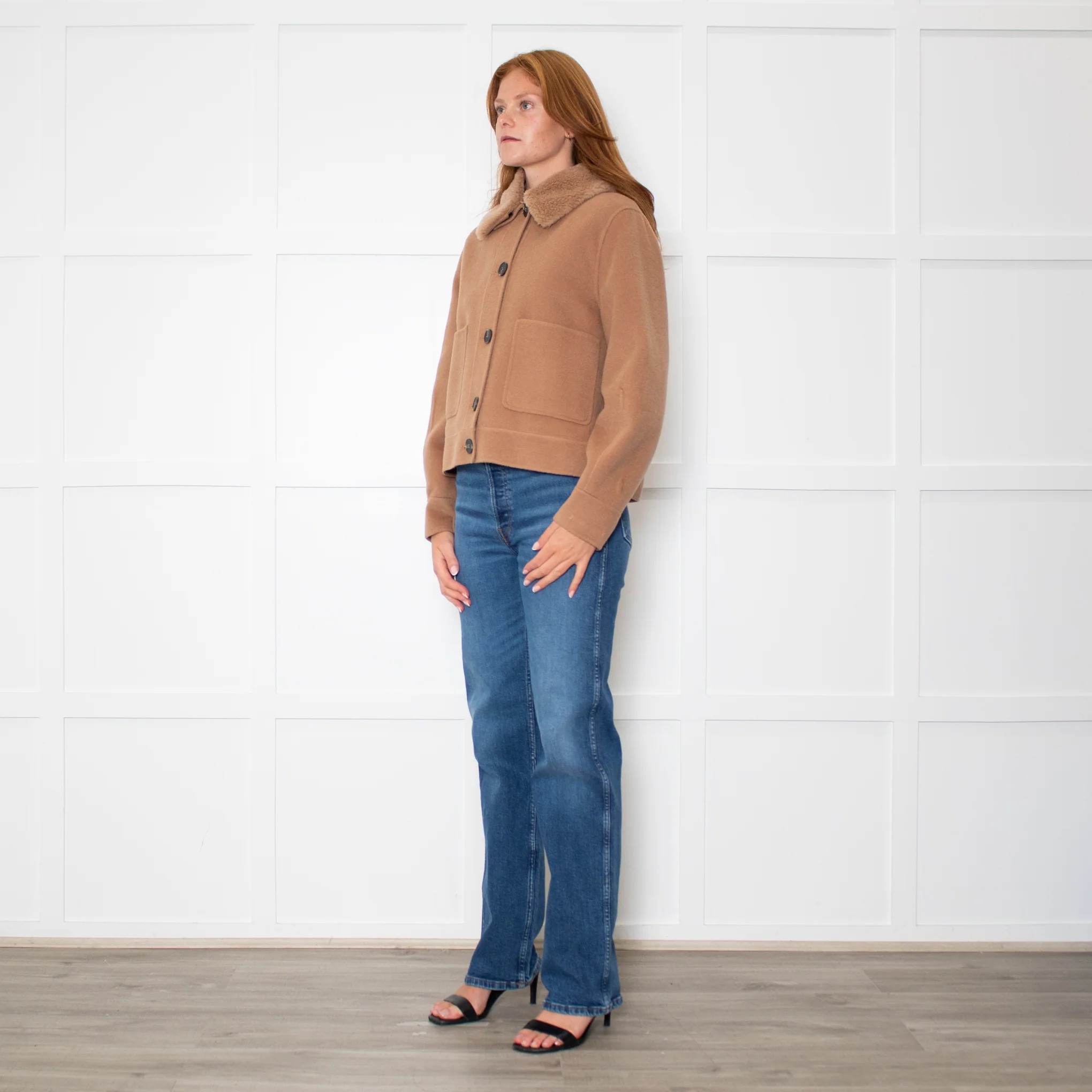 Marella Camel Jacket With Detachable Fur Collar - Image 3