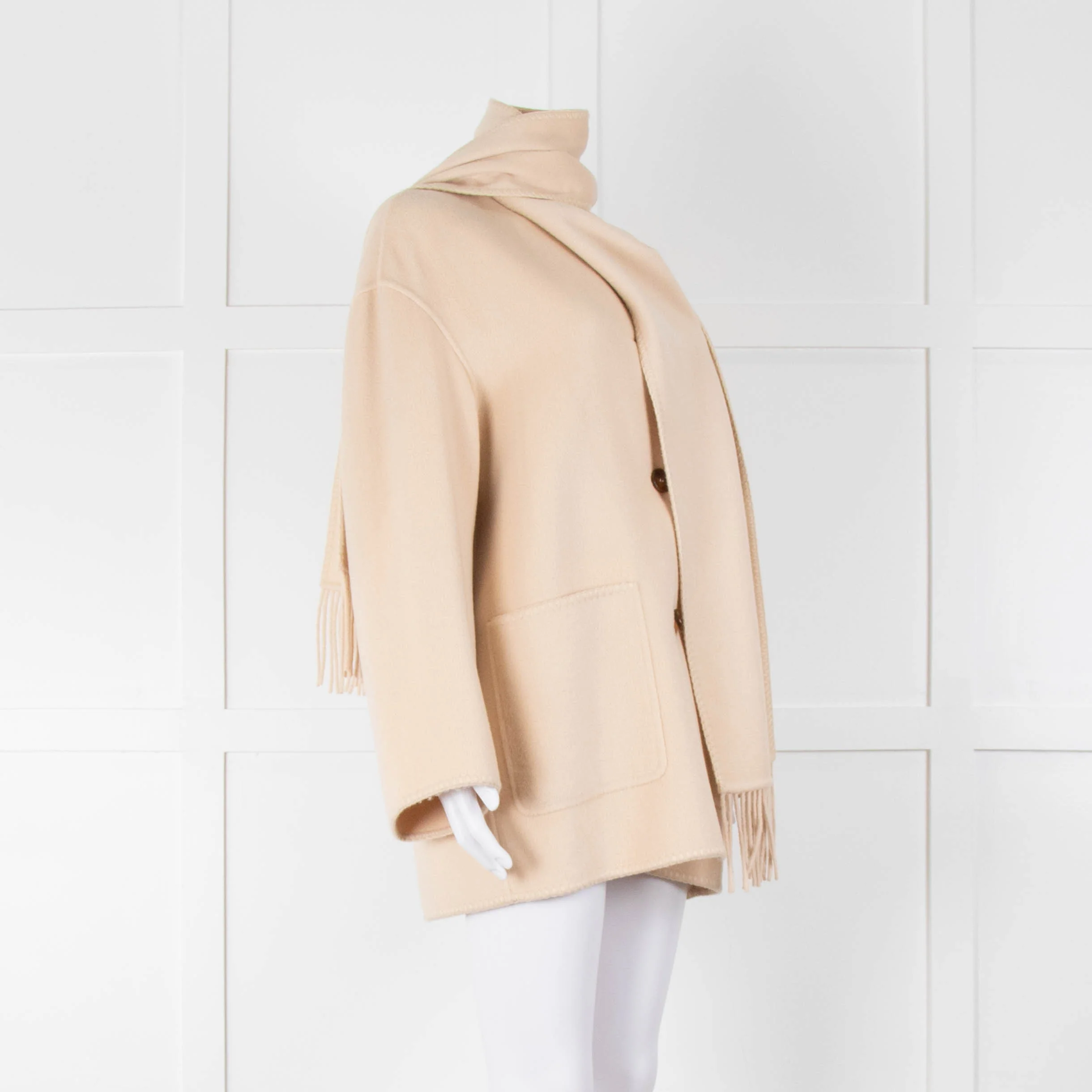 Marella Cream Wool Mix Coat With Matching Scarf - Image 2