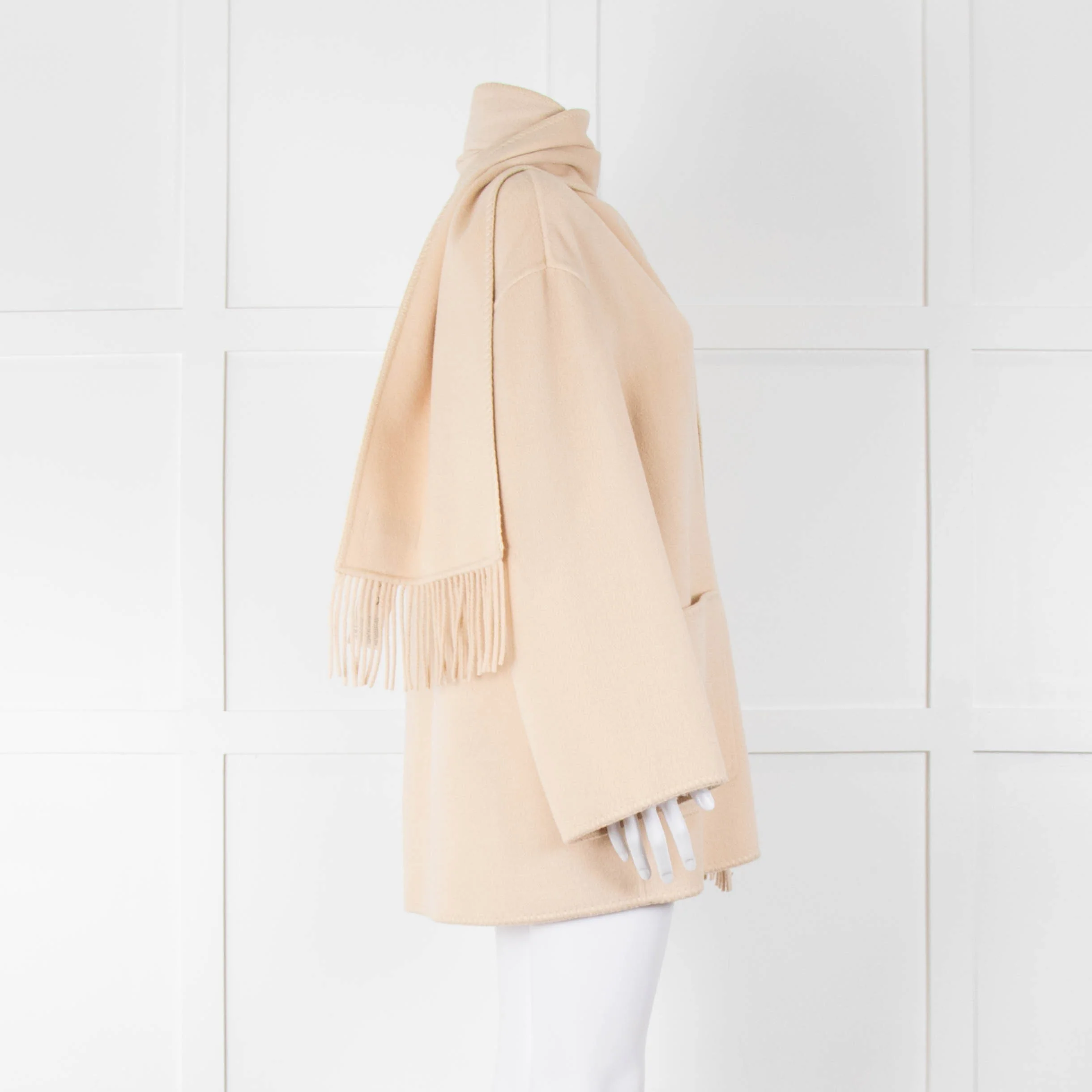 Marella Cream Wool Mix Coat With Matching Scarf - Image 3