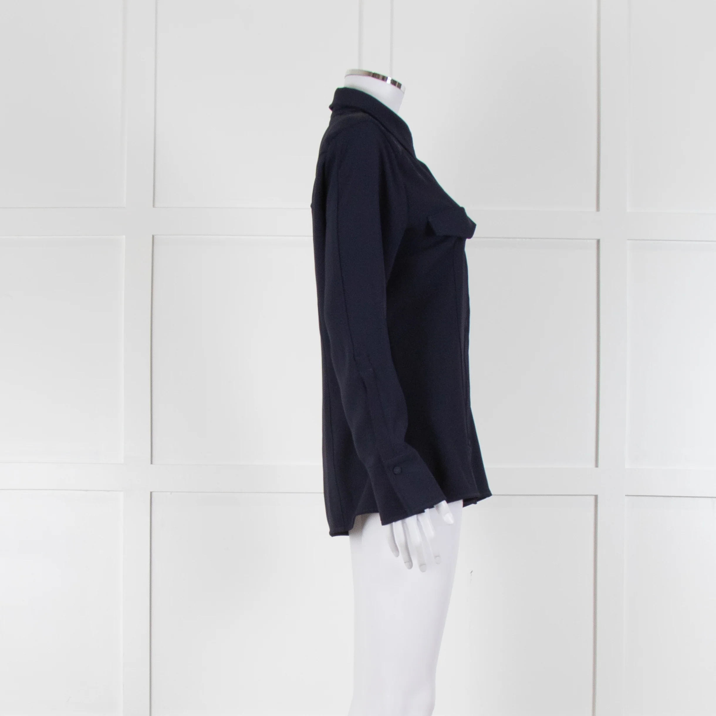 Marella Dark Blue Tailored Shirt with Chest Pocket - Image 3