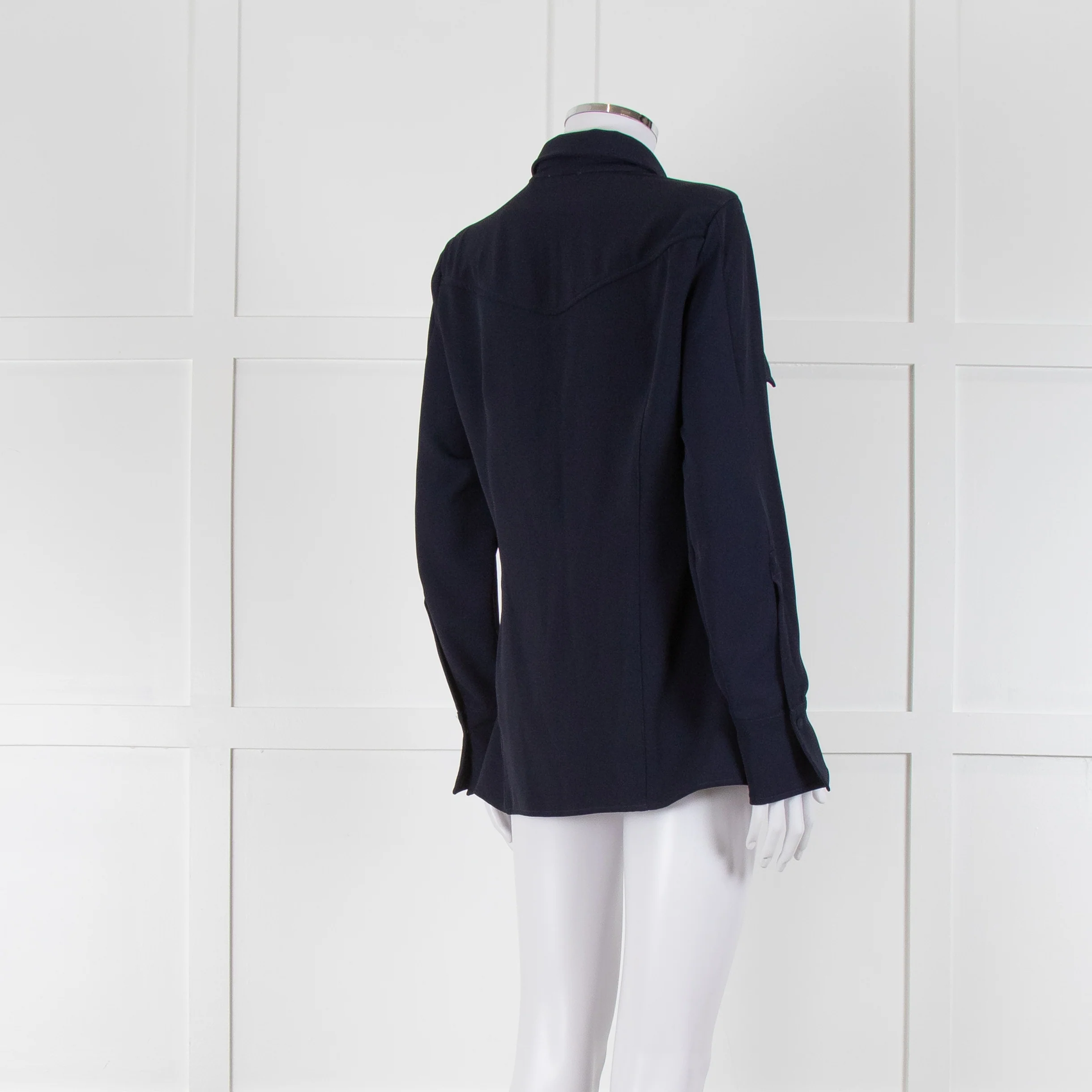 Marella Dark Blue Tailored Shirt with Chest Pocket - Image 4