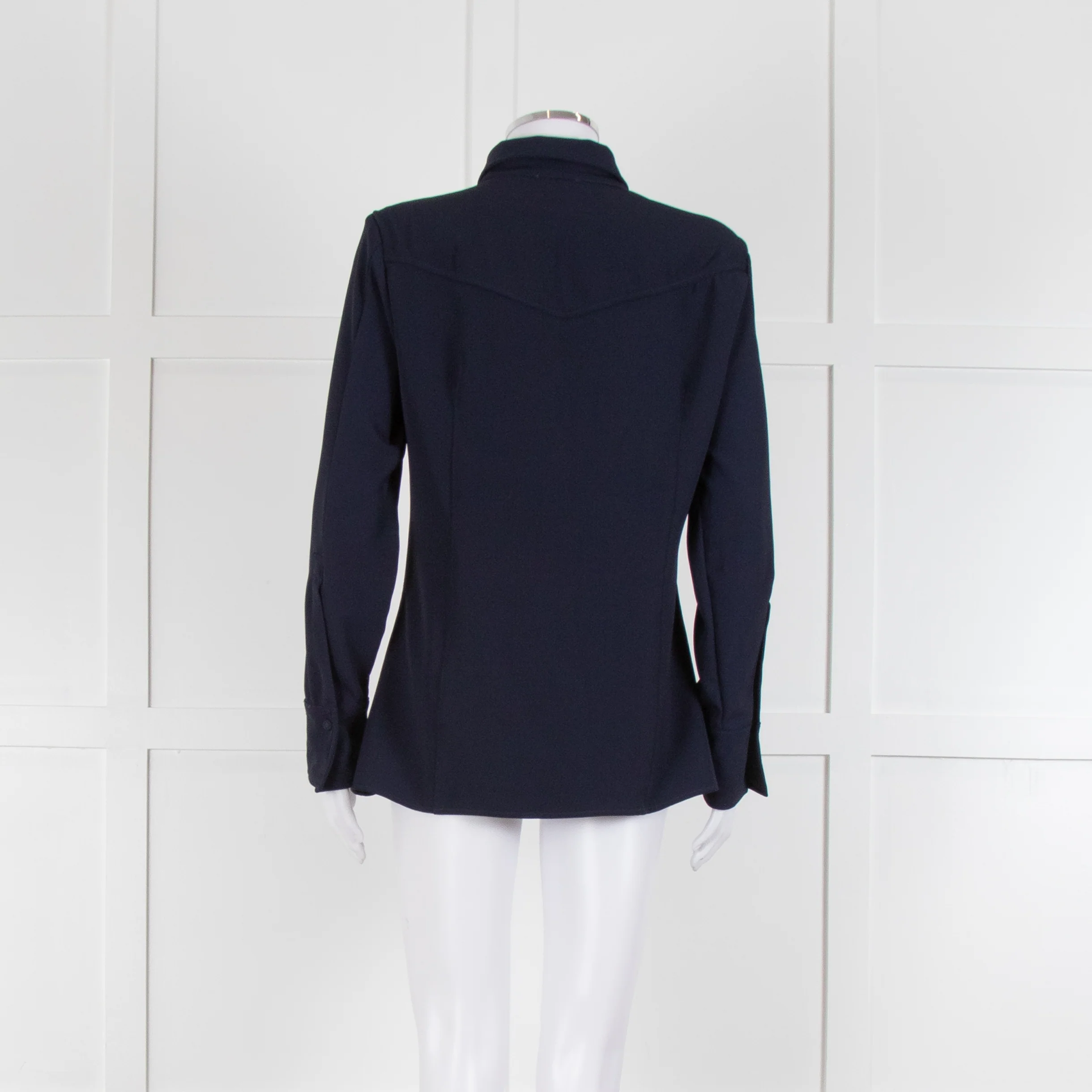 Marella Dark Blue Tailored Shirt with Chest Pocket - Image 5
